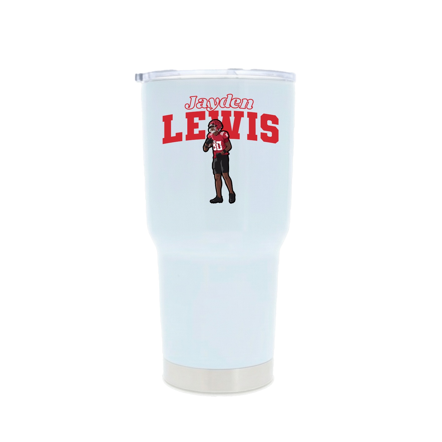 30oz Stainless Steel Tumbler — Name Arch in White