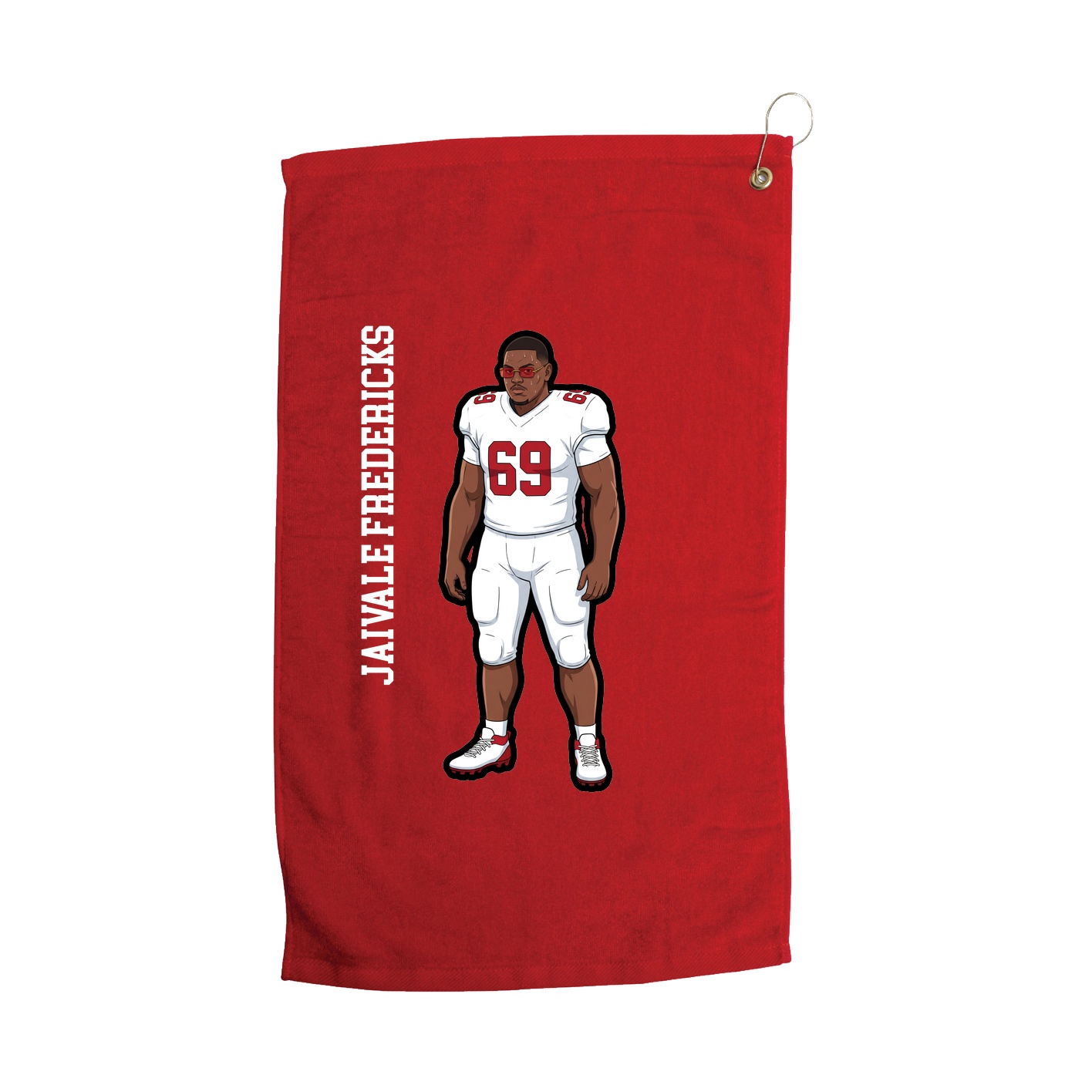 Golf Towel — Name Vertical in Red