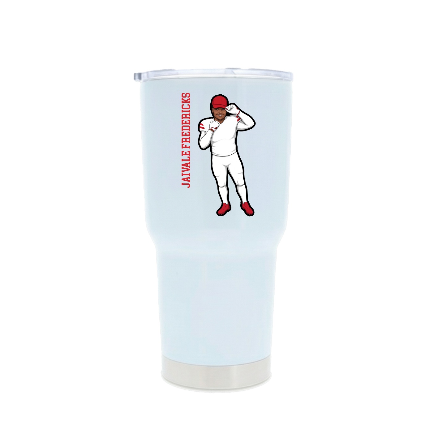 30oz Stainless Steel Tumbler — Name Vertical in White