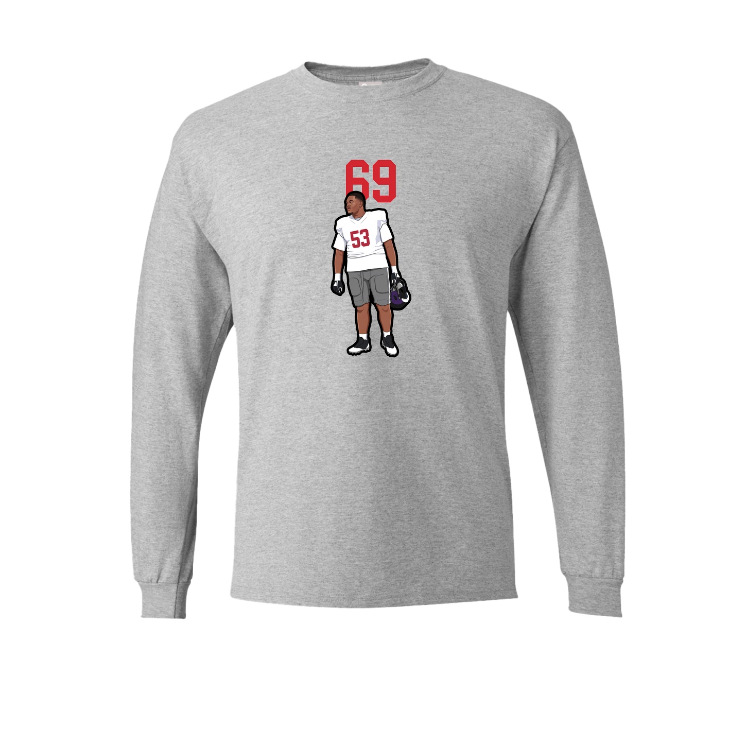 Long Sleeve Tee — Number Top in Grey