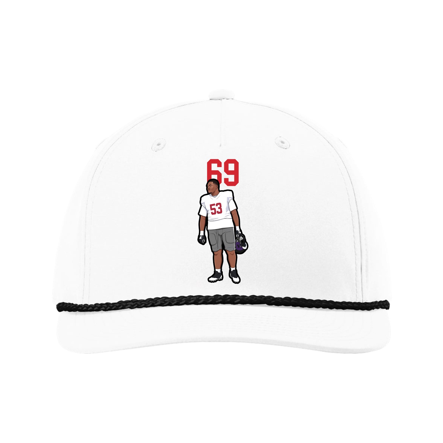 Five-Panel Classic Rope Cap — Number Top in White