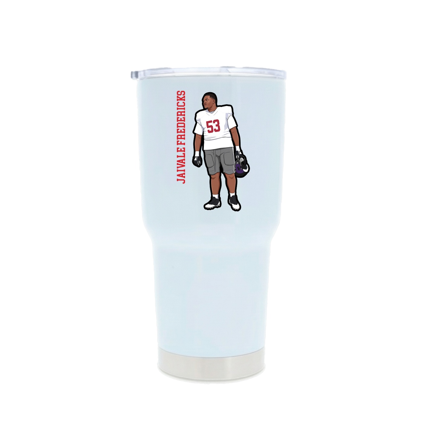 30oz Stainless Steel Tumbler — Name Vertical in White