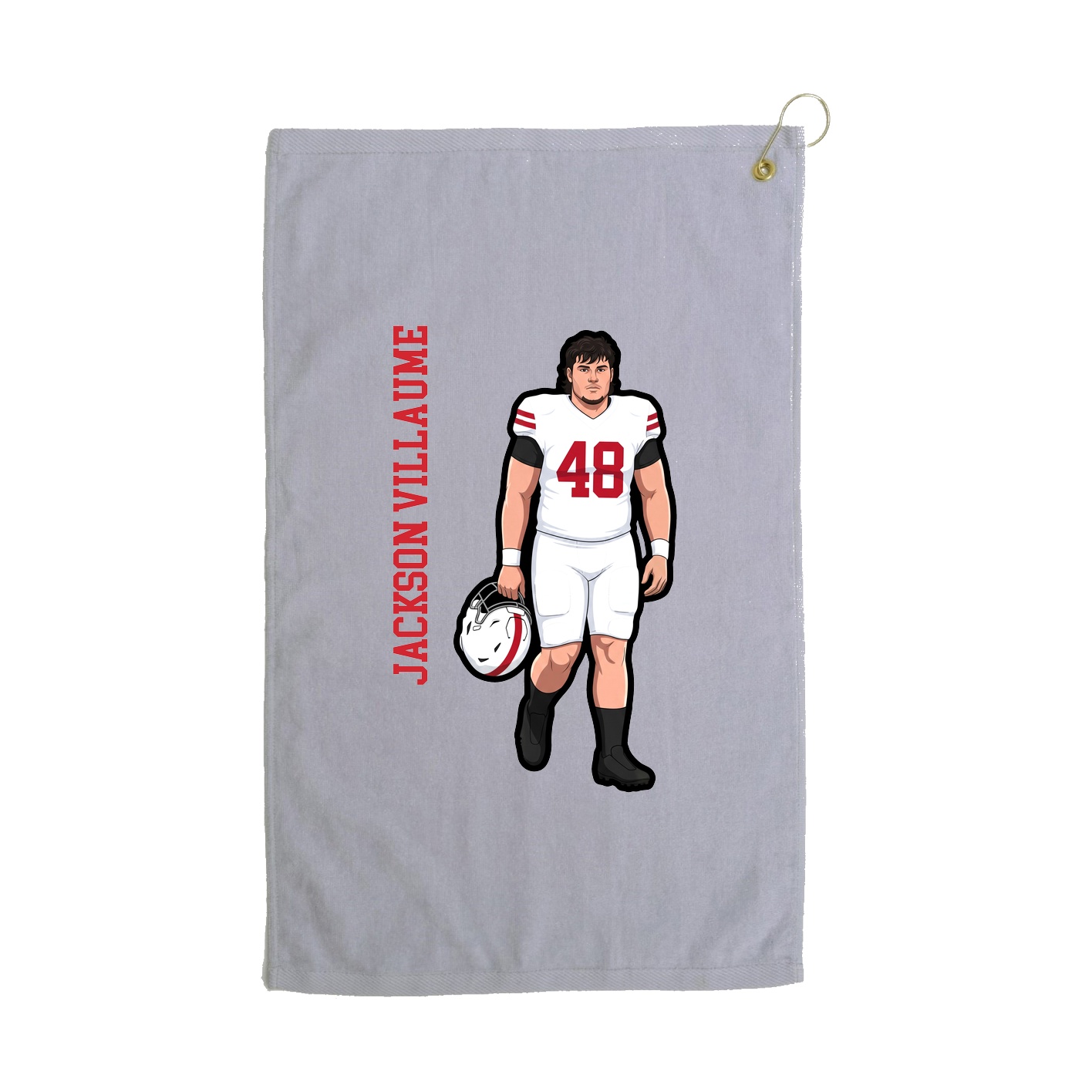 Golf Towel — Name Vertical in Grey