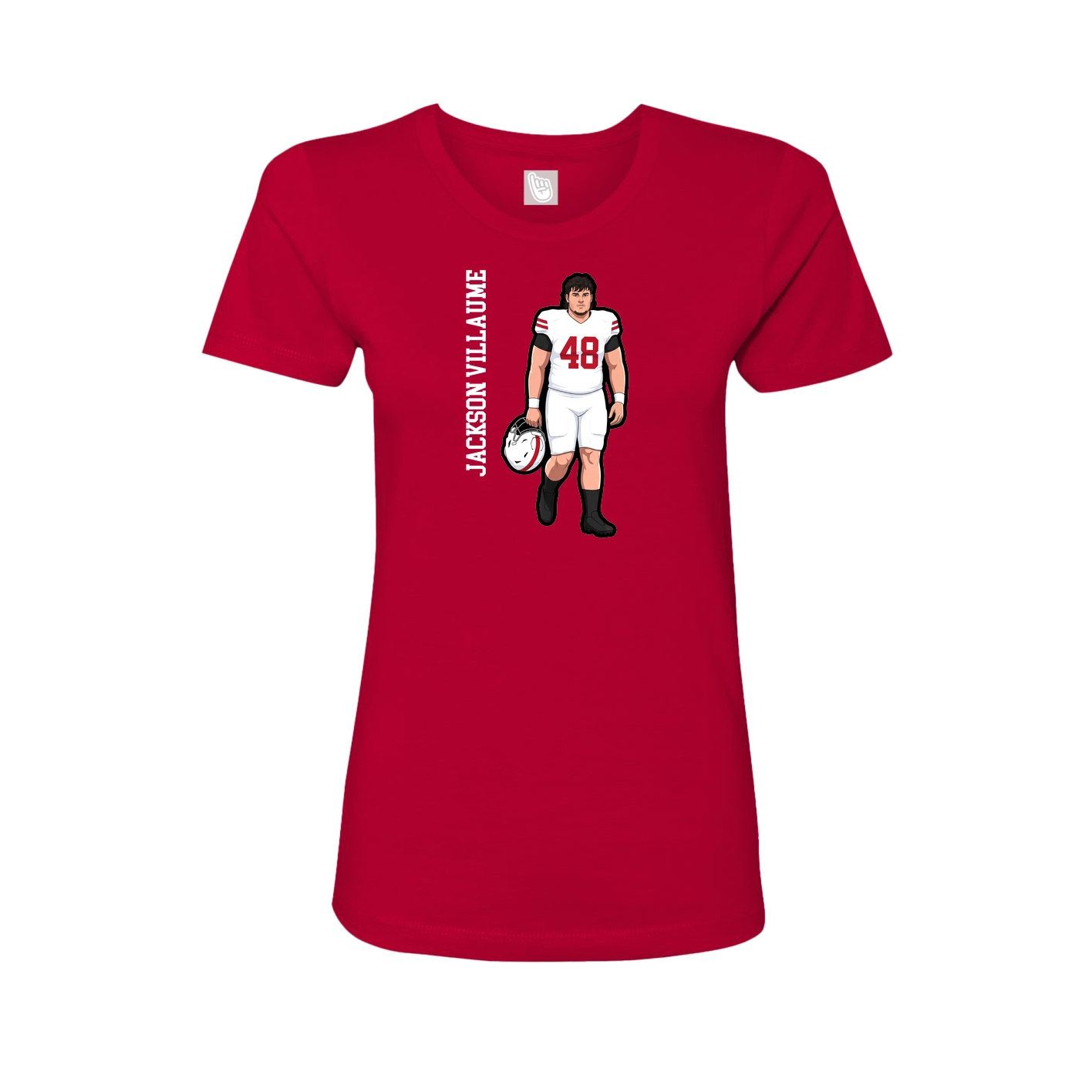 Fitted Women's Tee — Name Vertical in Red