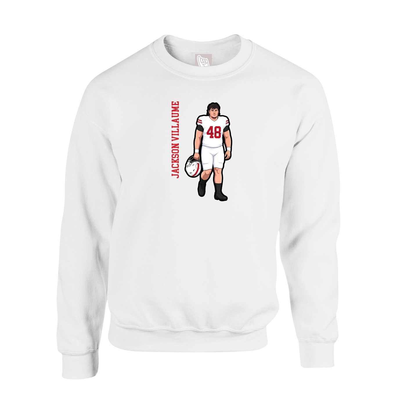 Fleece Crew — Name Vertical in White
