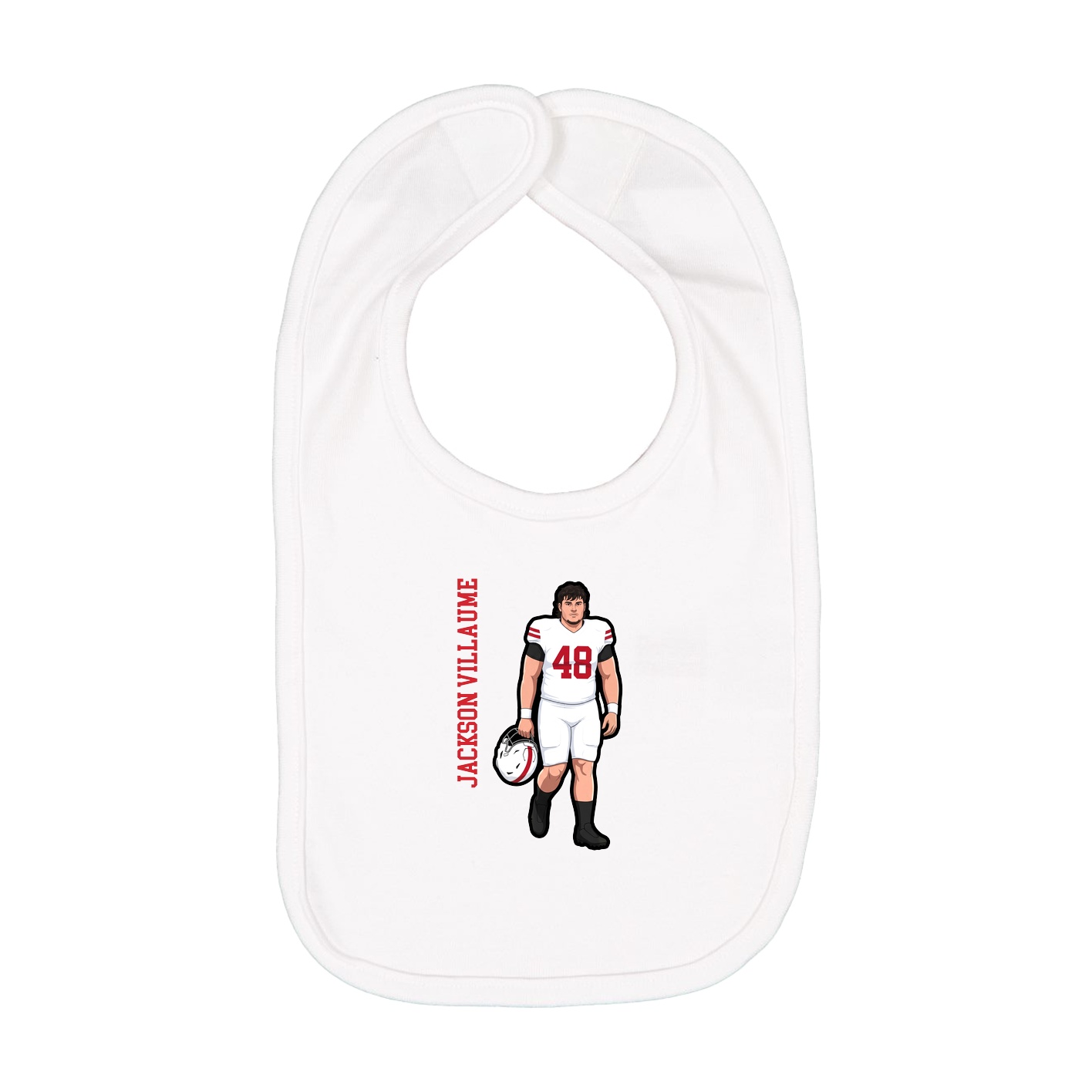 Infant Bib — Name Vertical in White