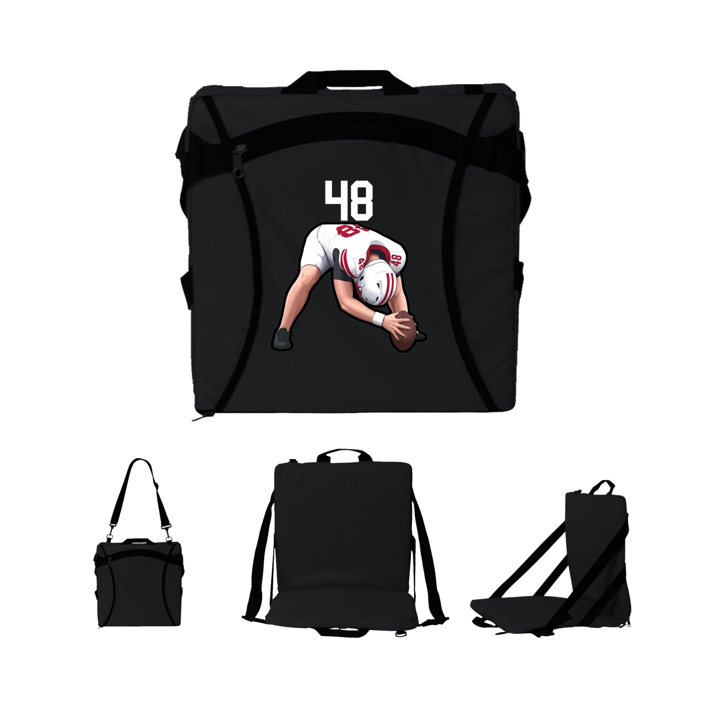 Folding Stadium Seat — Number Top in Black