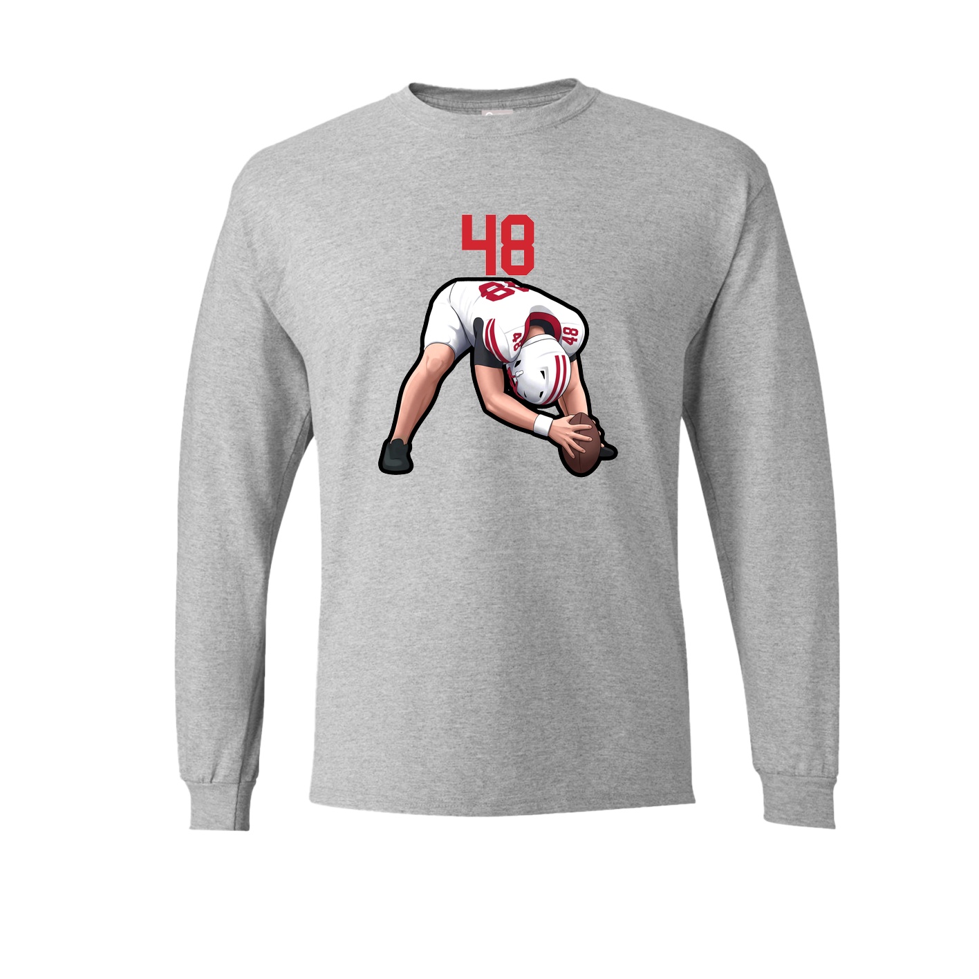Long Sleeve Tee — Number Top in Grey