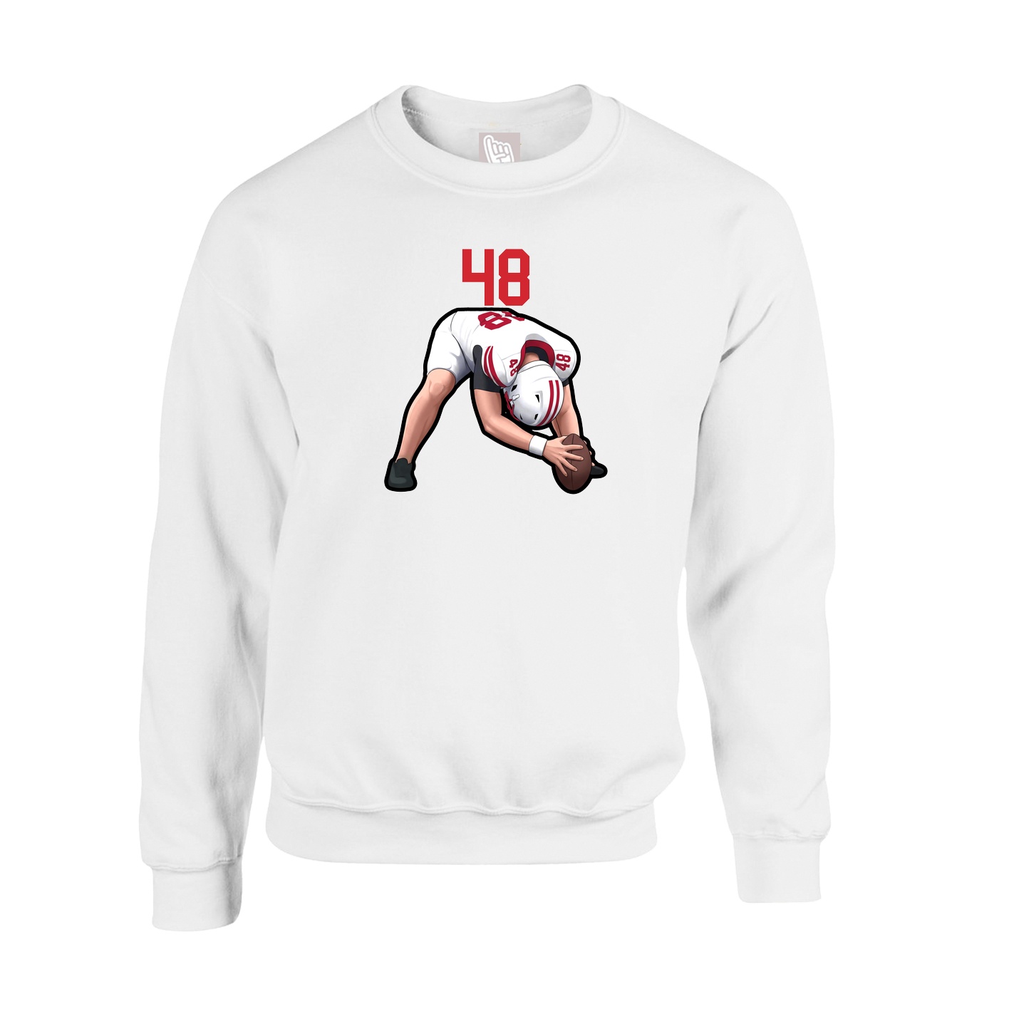 Fleece Crew — Number Top in White