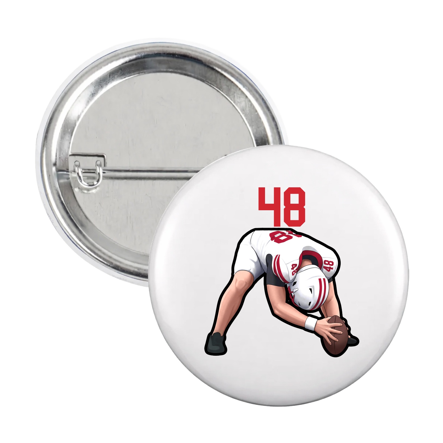 Game Day Button — Number Top in White