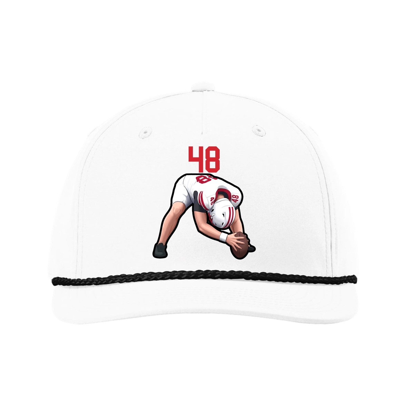 Five-Panel Classic Rope Cap — Number Top in White
