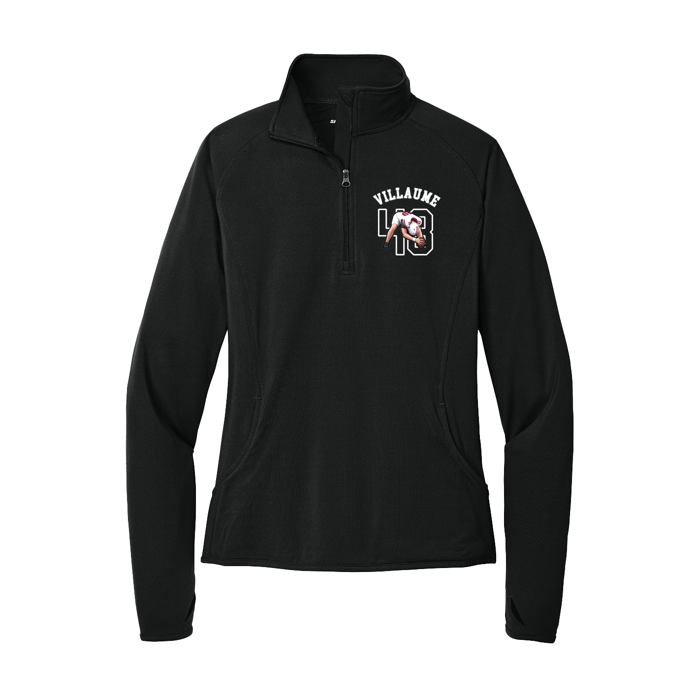 Women's Q-Zip Pullover — Shirsey Arch in Black