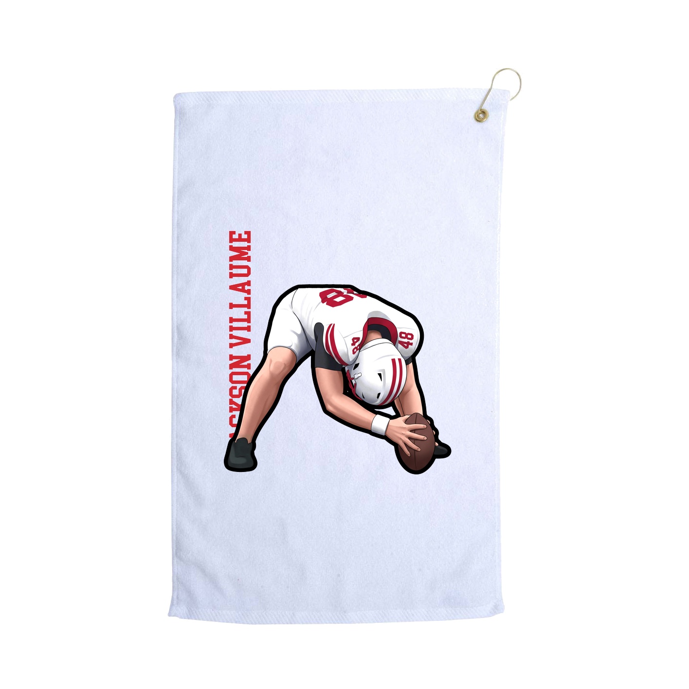 Golf Towel — Name Vertical in White