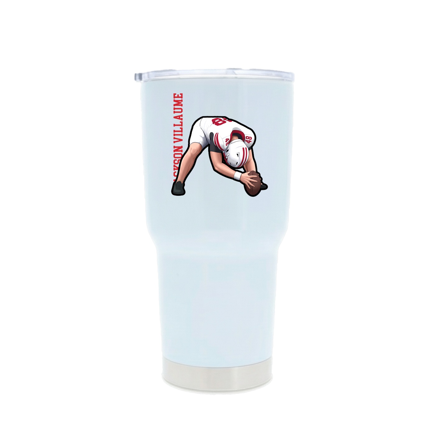 30oz Stainless Steel Tumbler — Name Vertical in White