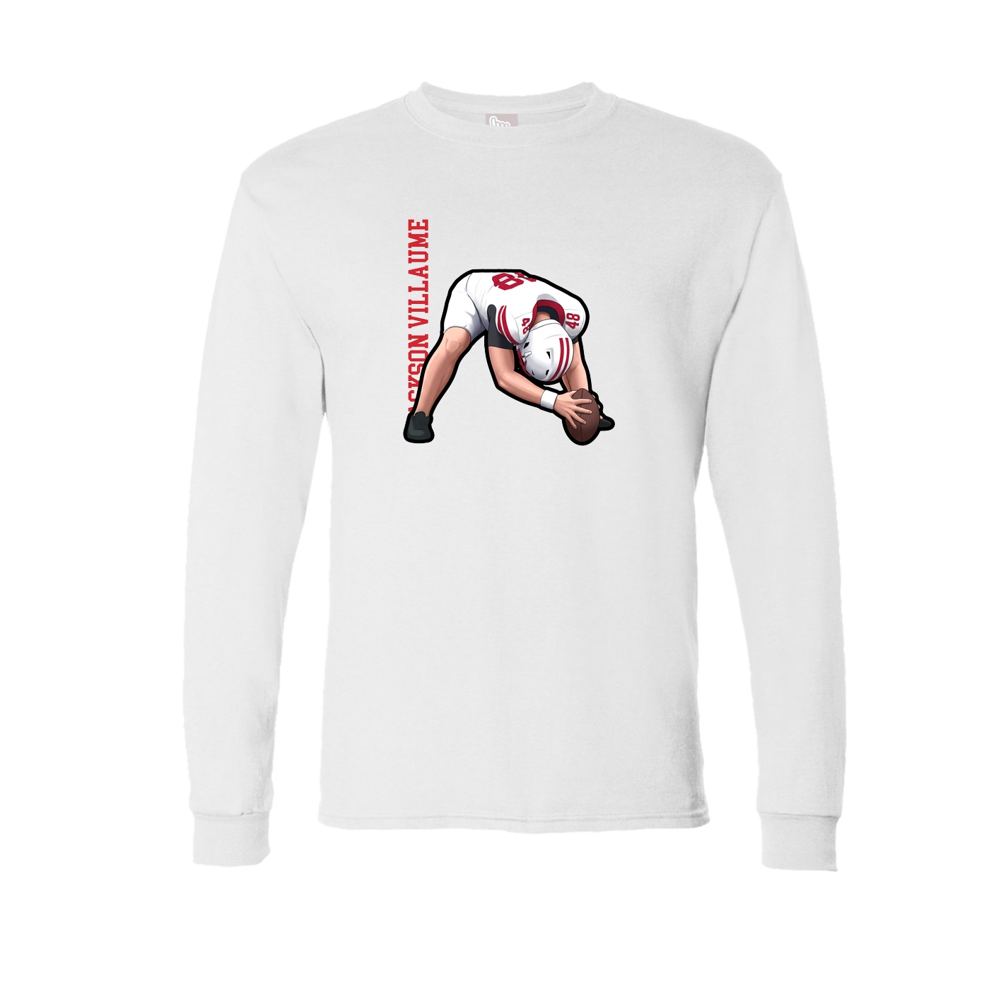 Long Sleeve Tee — Name Vertical in White