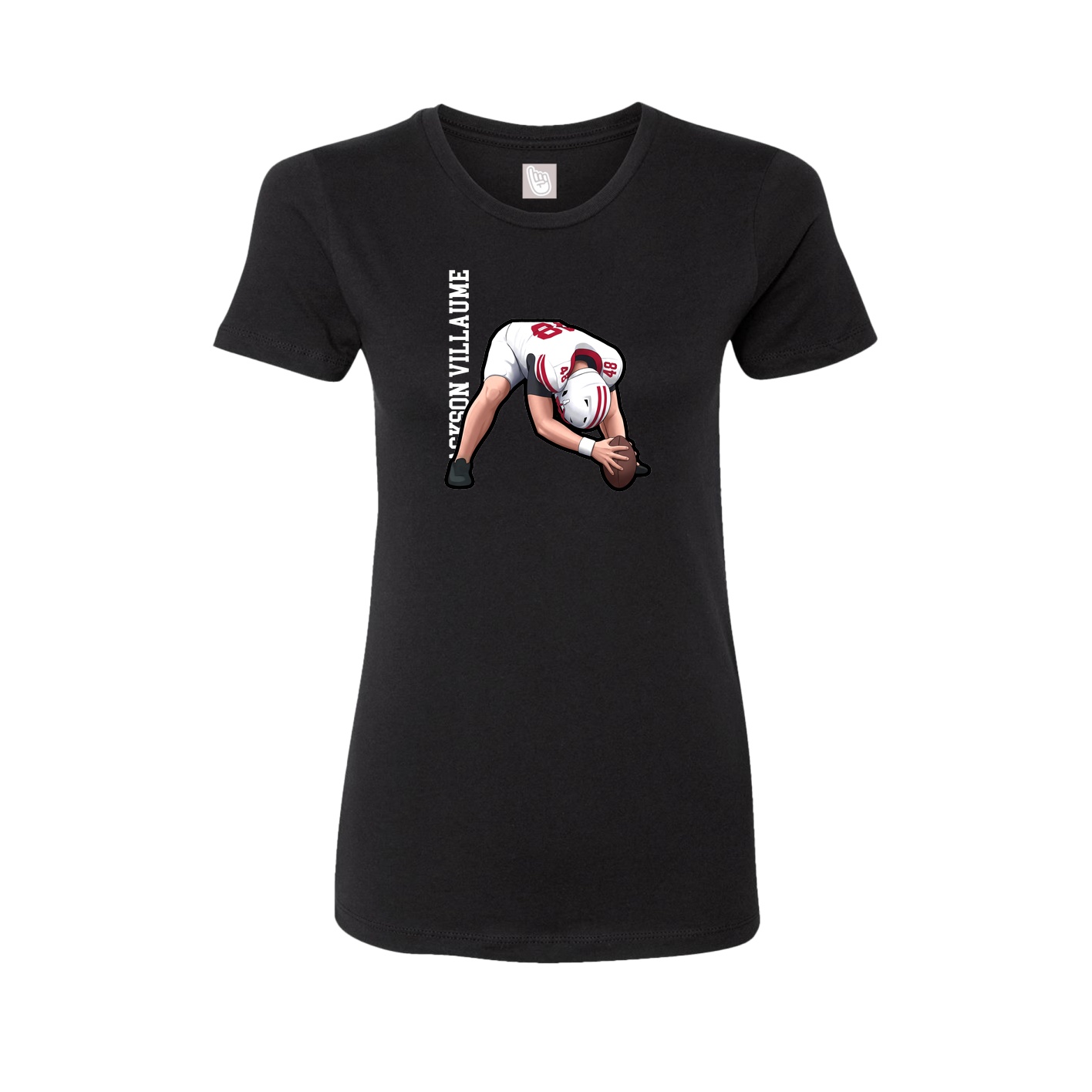 Fitted Women's Tee — Name Vertical in Black