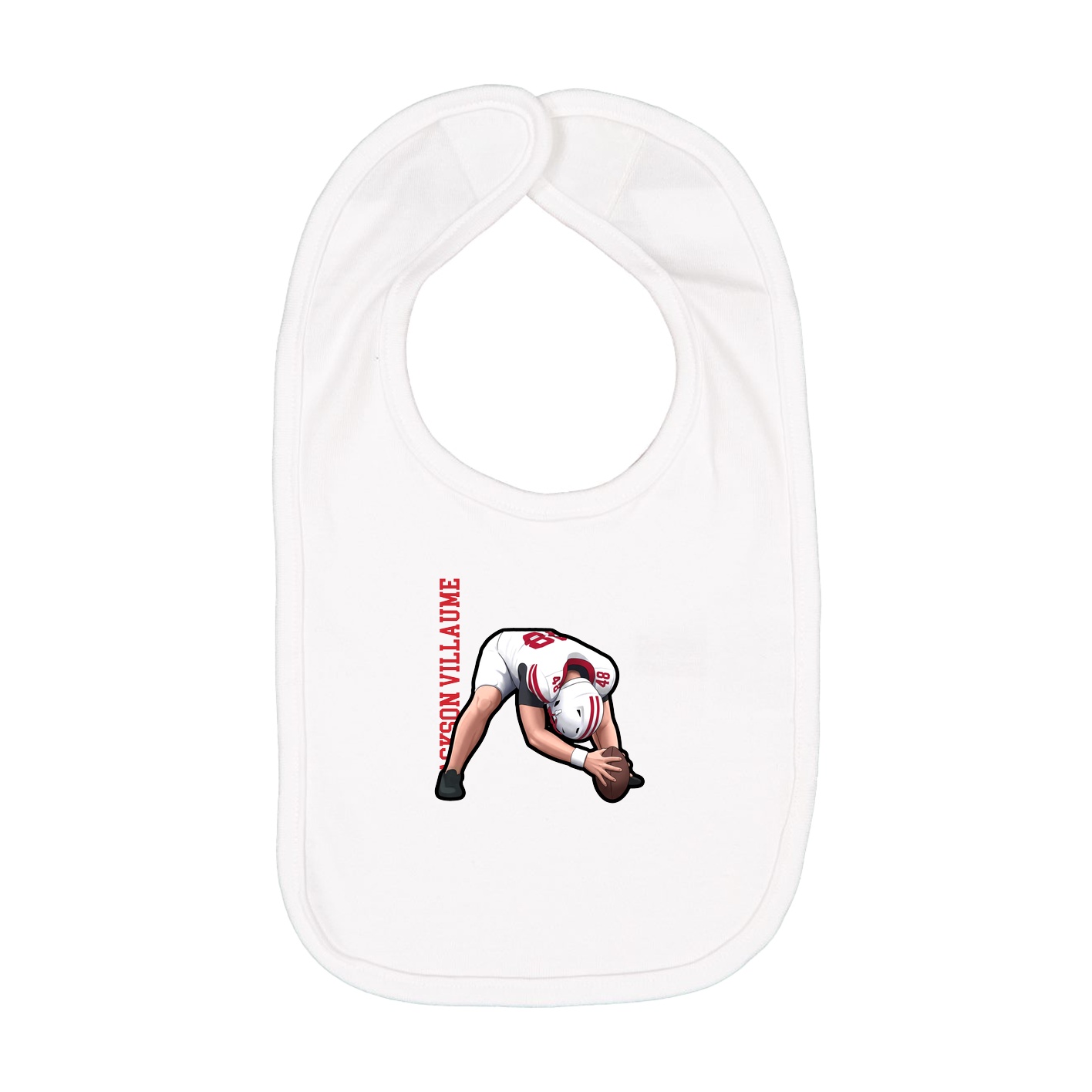 Infant Bib — Name Vertical in White