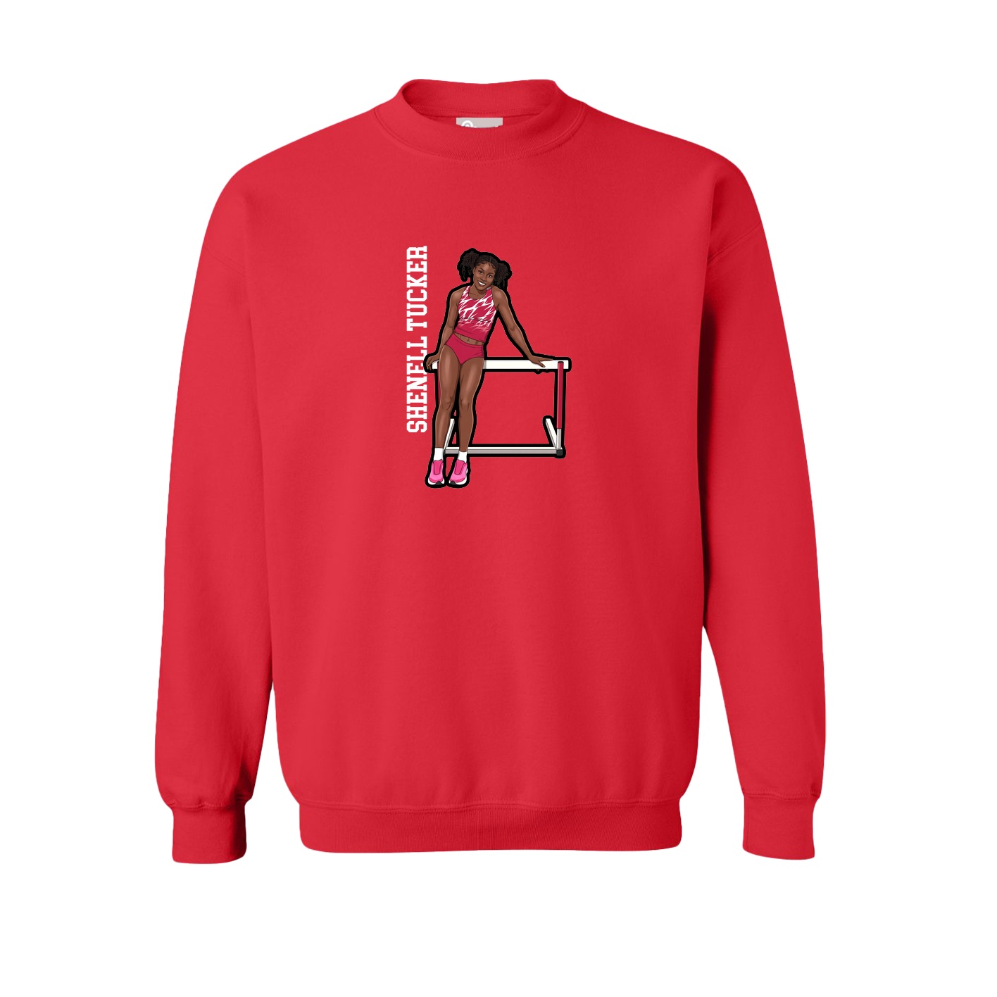 Fleece Crew — Name Vertical in Red