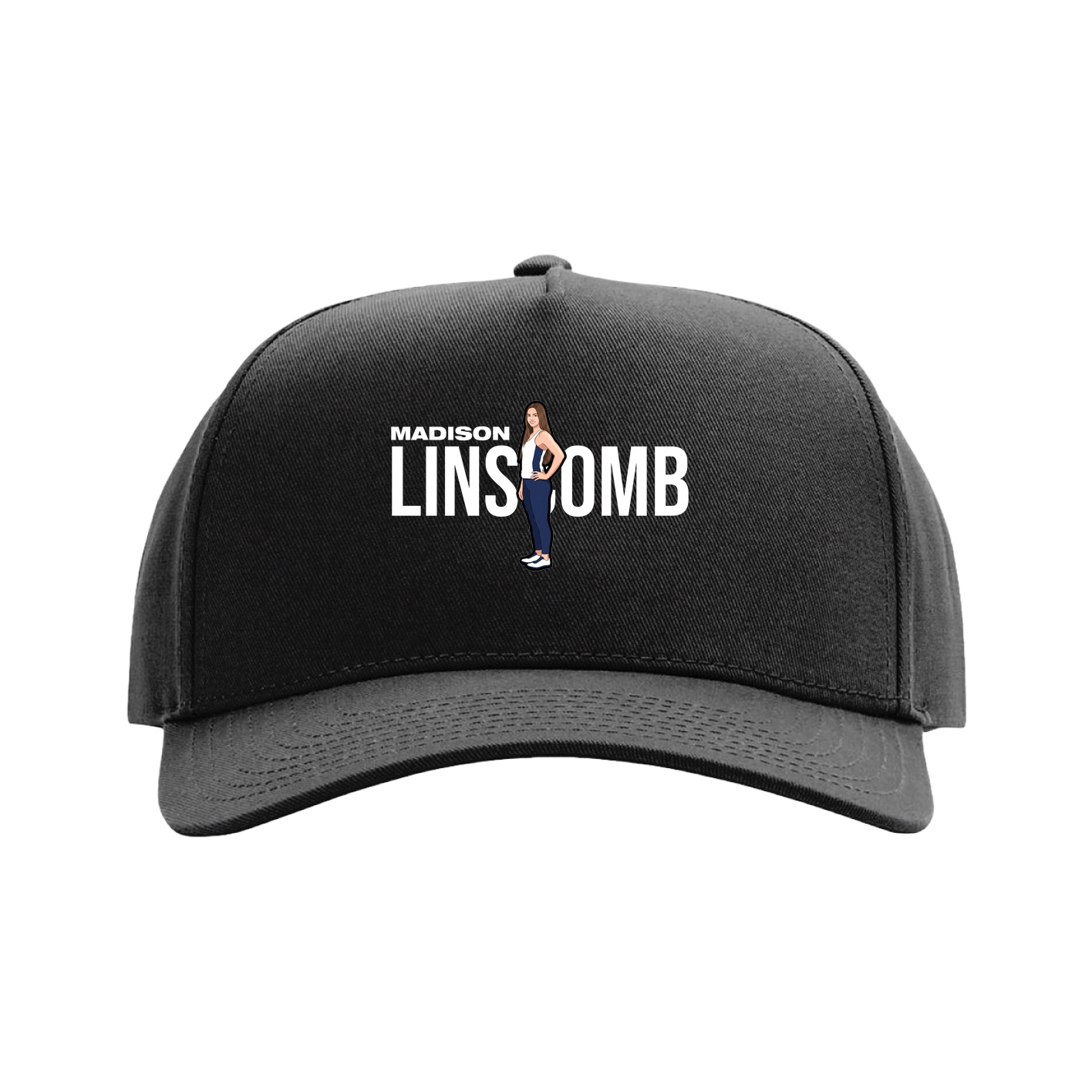Full Fabric Five-Panel Champ Cap — Player Name in Black