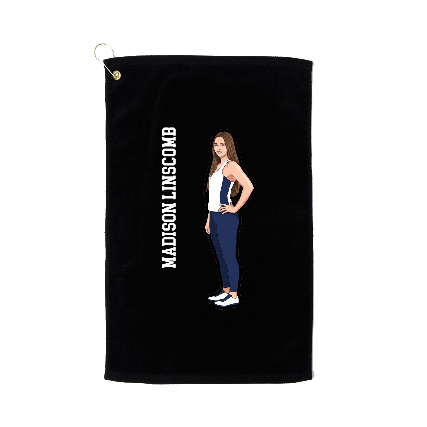 Golf Towel — Name Vertical in Black