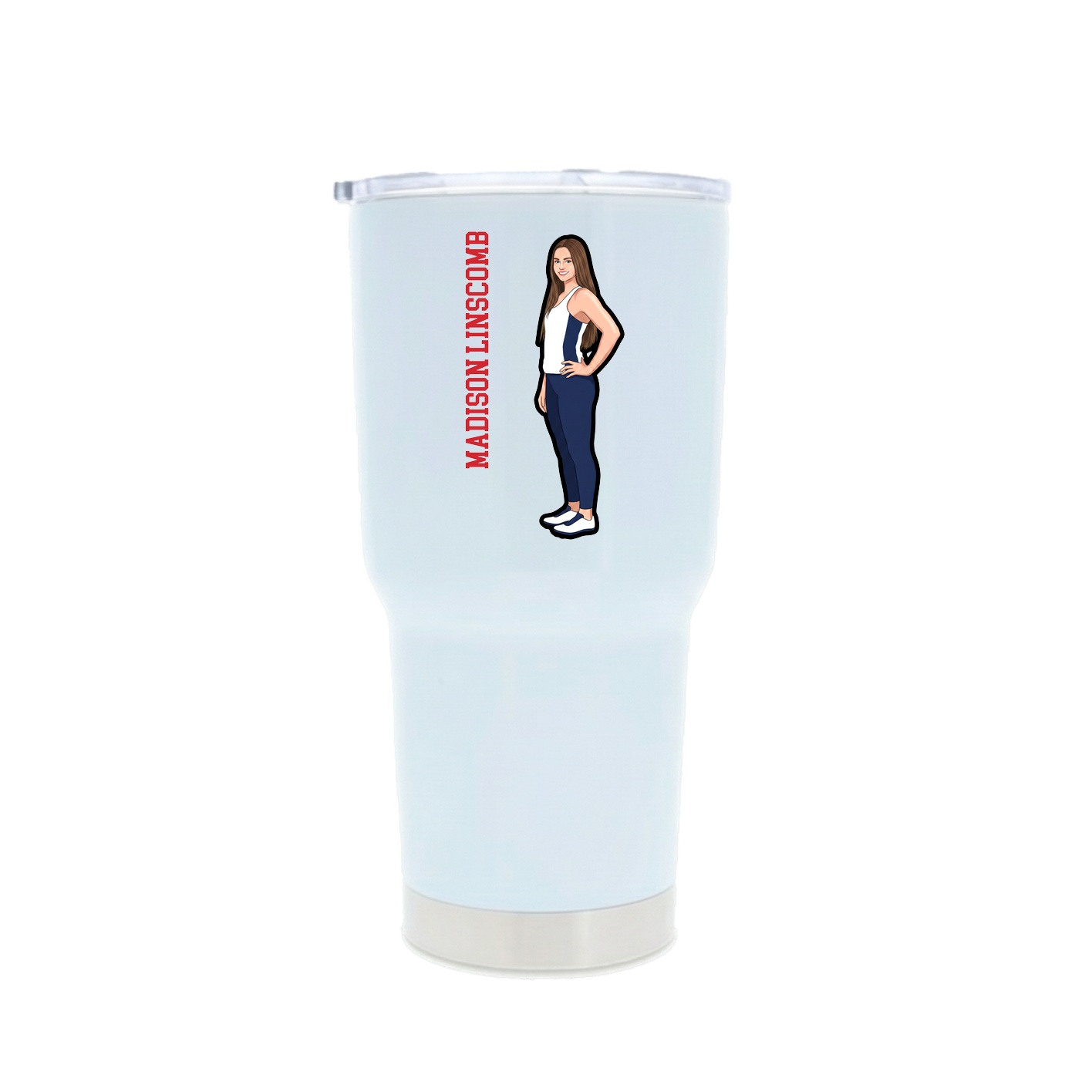30oz Stainless Steel Tumbler — Name Vertical in White