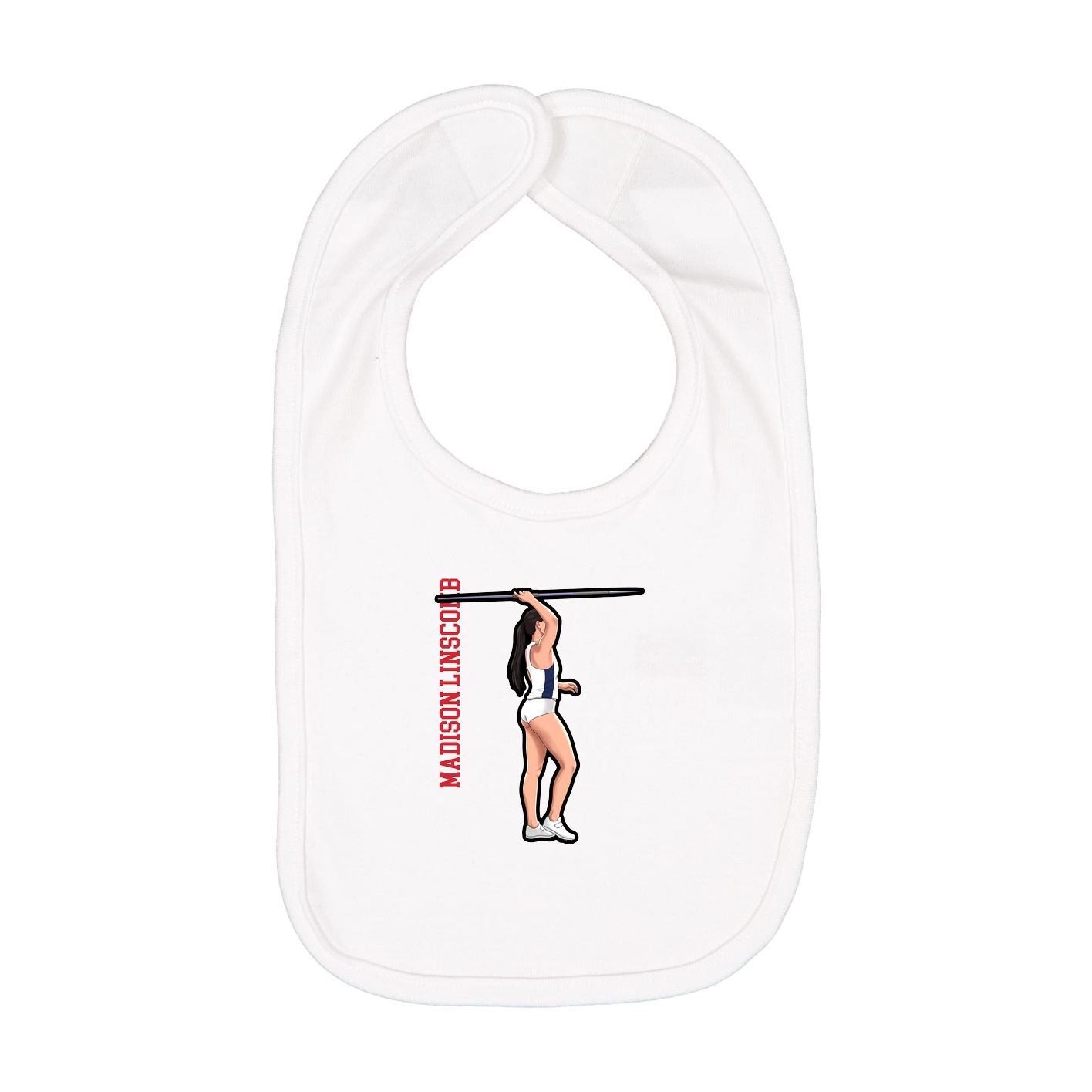 Infant Bib — Name Vertical in White