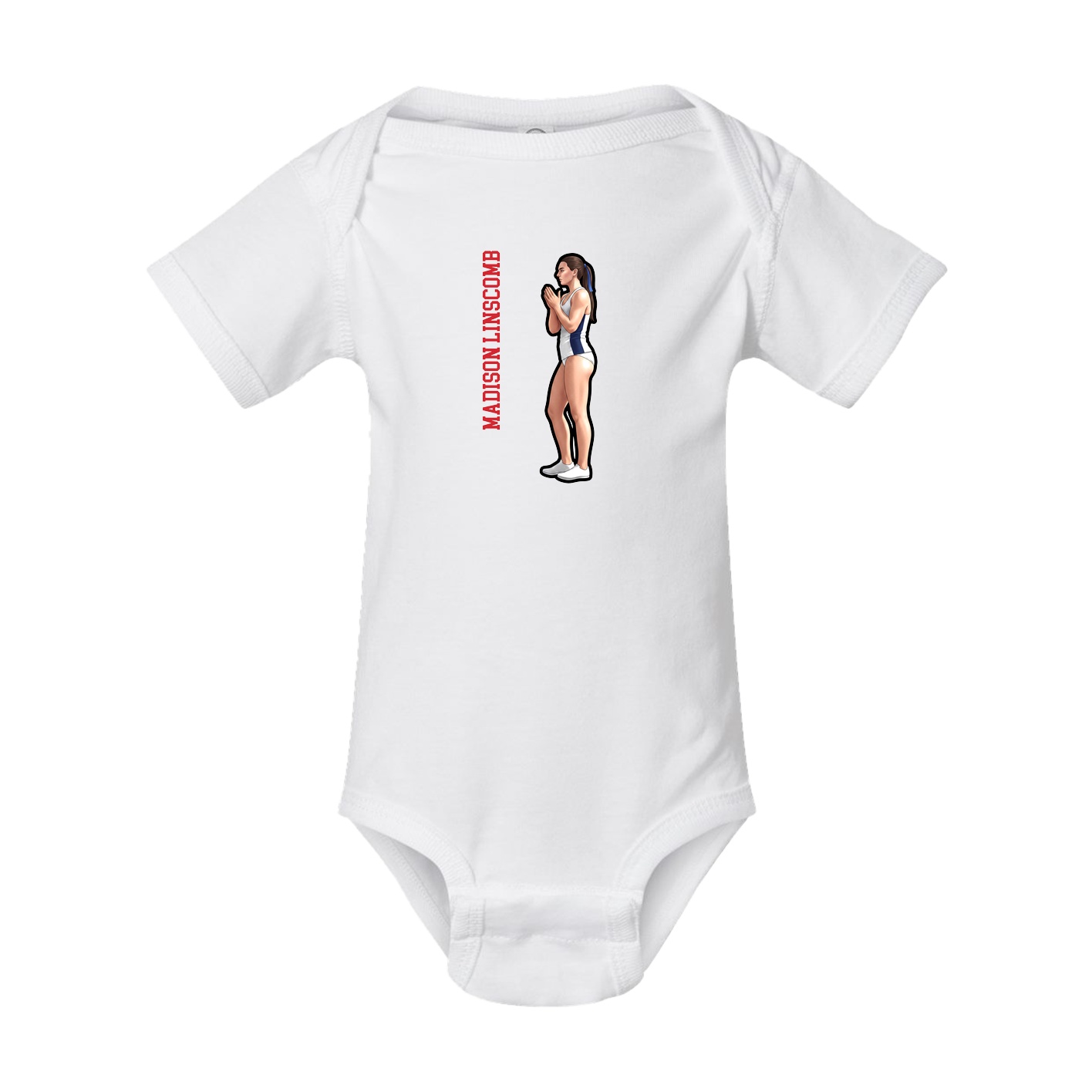Baby Onesie — Name Vertical in White