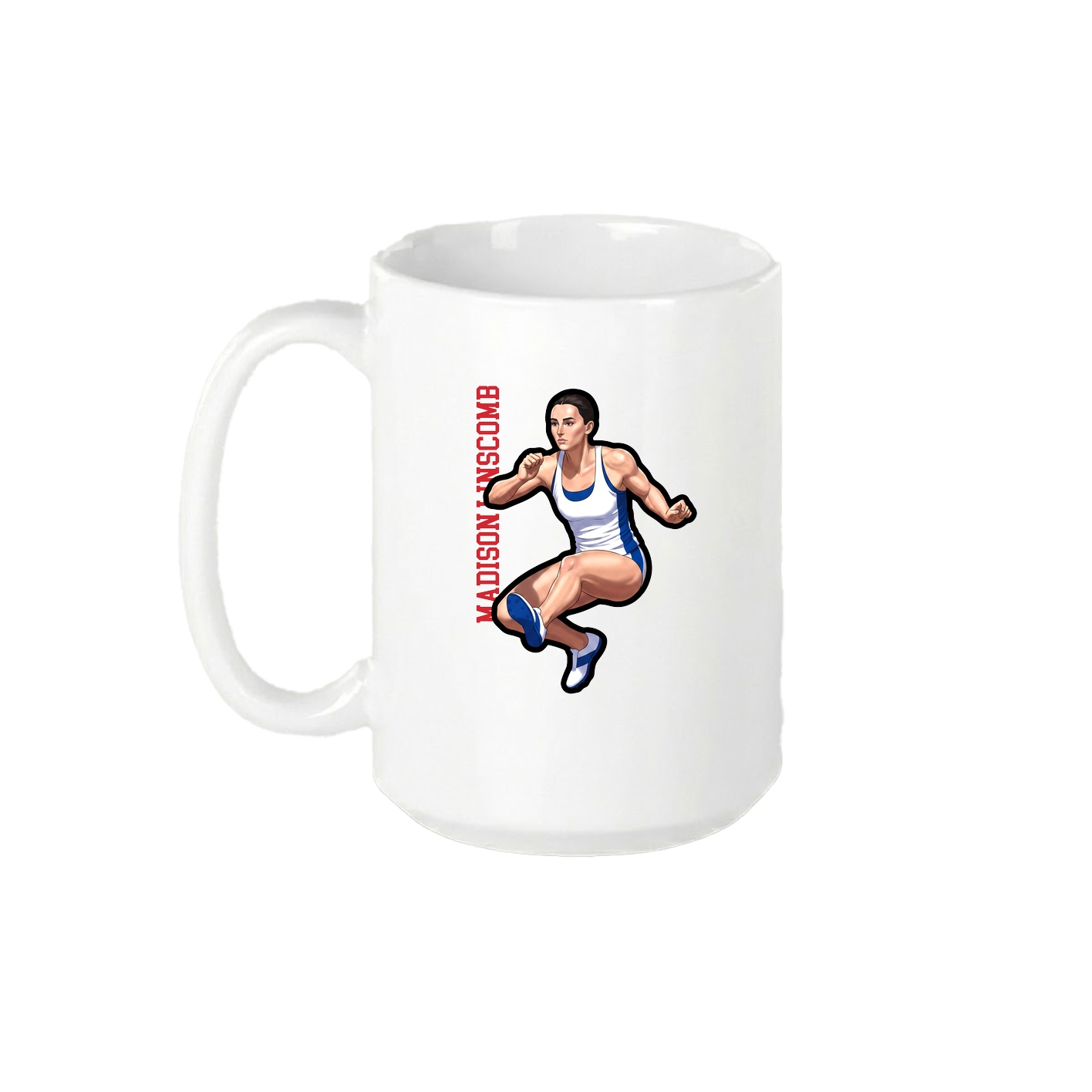 15oz Coffee Mug — Name Vertical in White