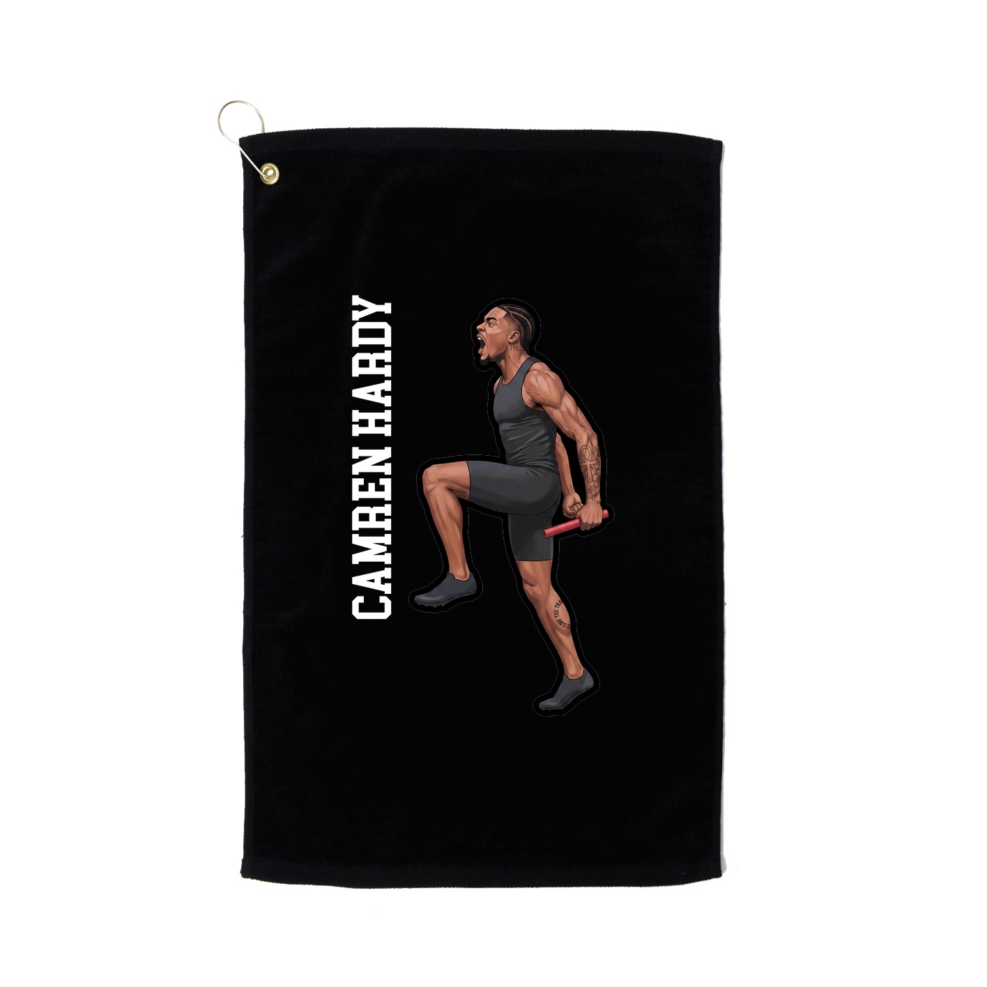 Golf Towel — Name Vertical in Black