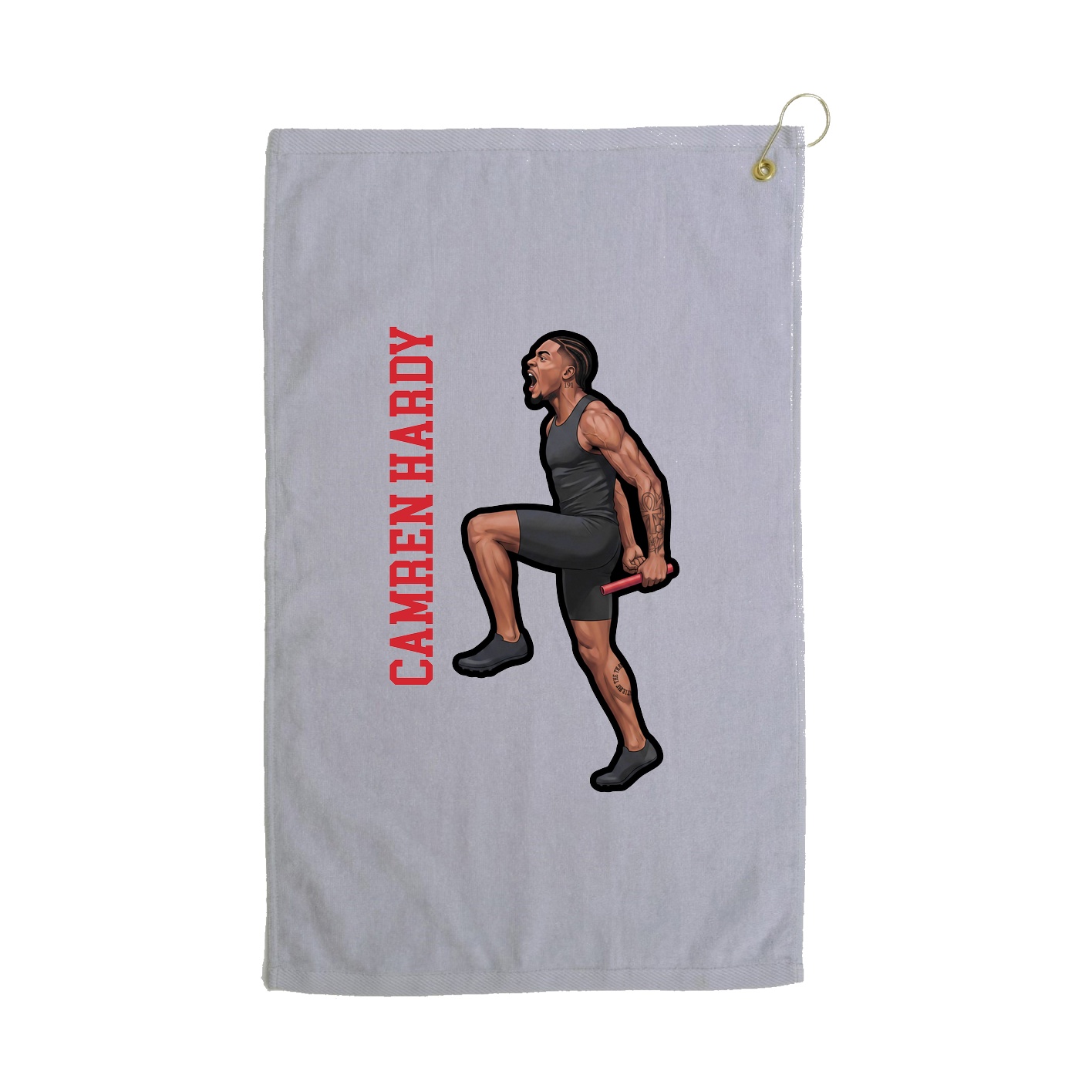 Golf Towel — Name Vertical in Grey