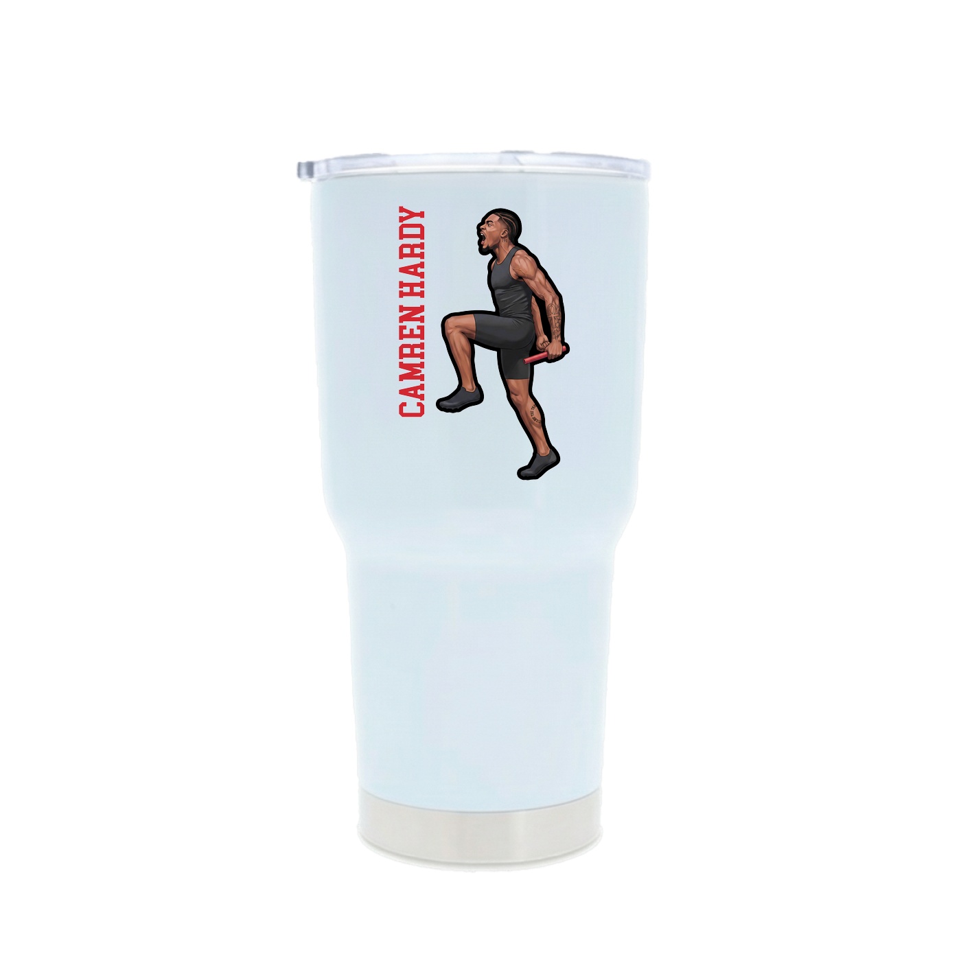 30oz Stainless Steel Tumbler — Name Vertical in White