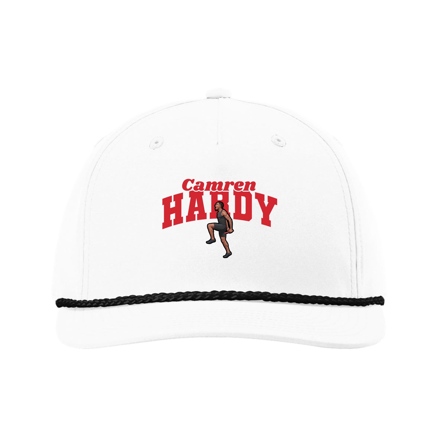 Five-Panel Classic Rope Cap — Signature Arch in White