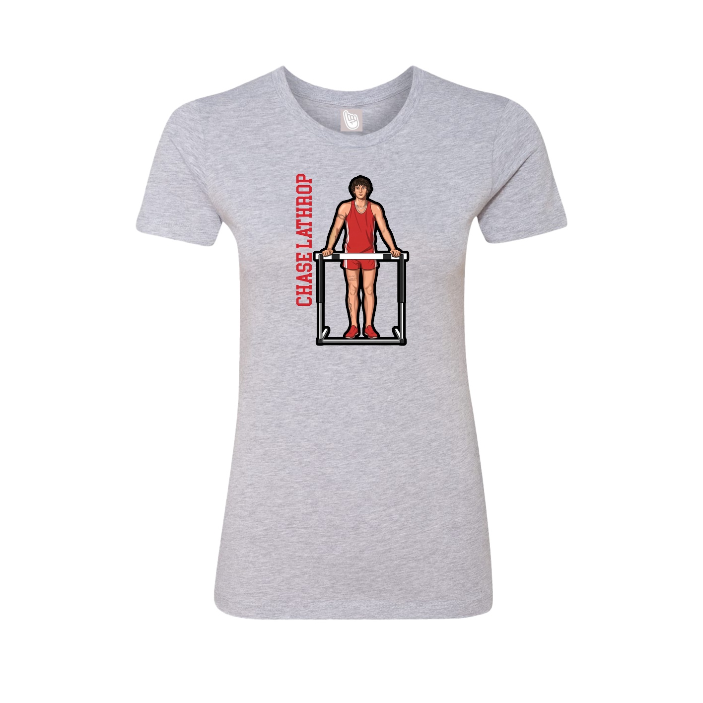 Fitted Women's Tee — Name Vertical in Grey