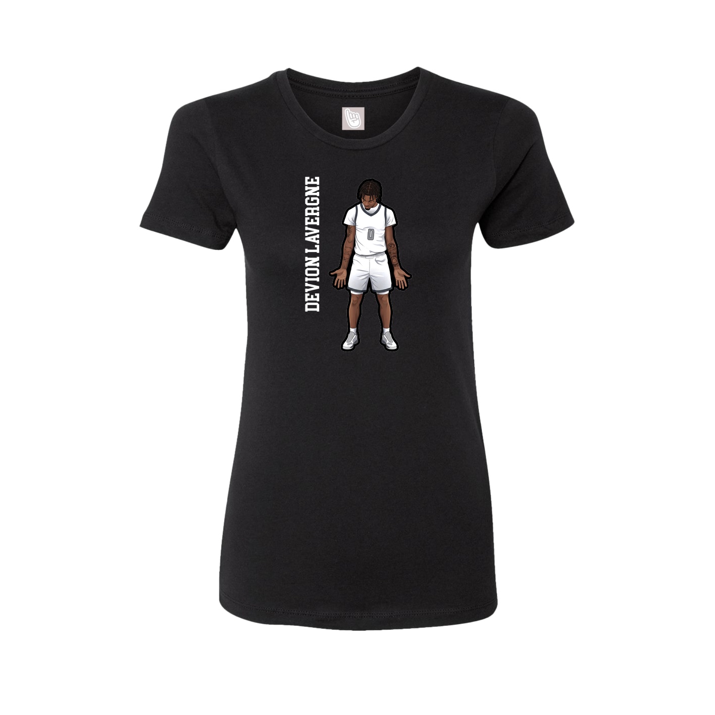 Womens Tee — Name Vertical in Black
