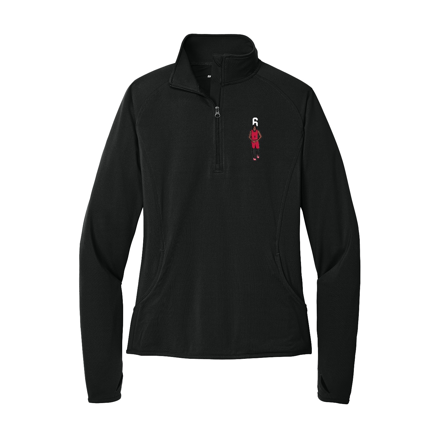 Women's Q-Zip Pullover — Number Top in Black