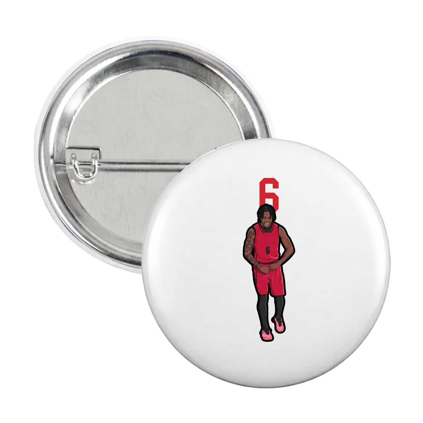 Game Day Button — Number Top in White