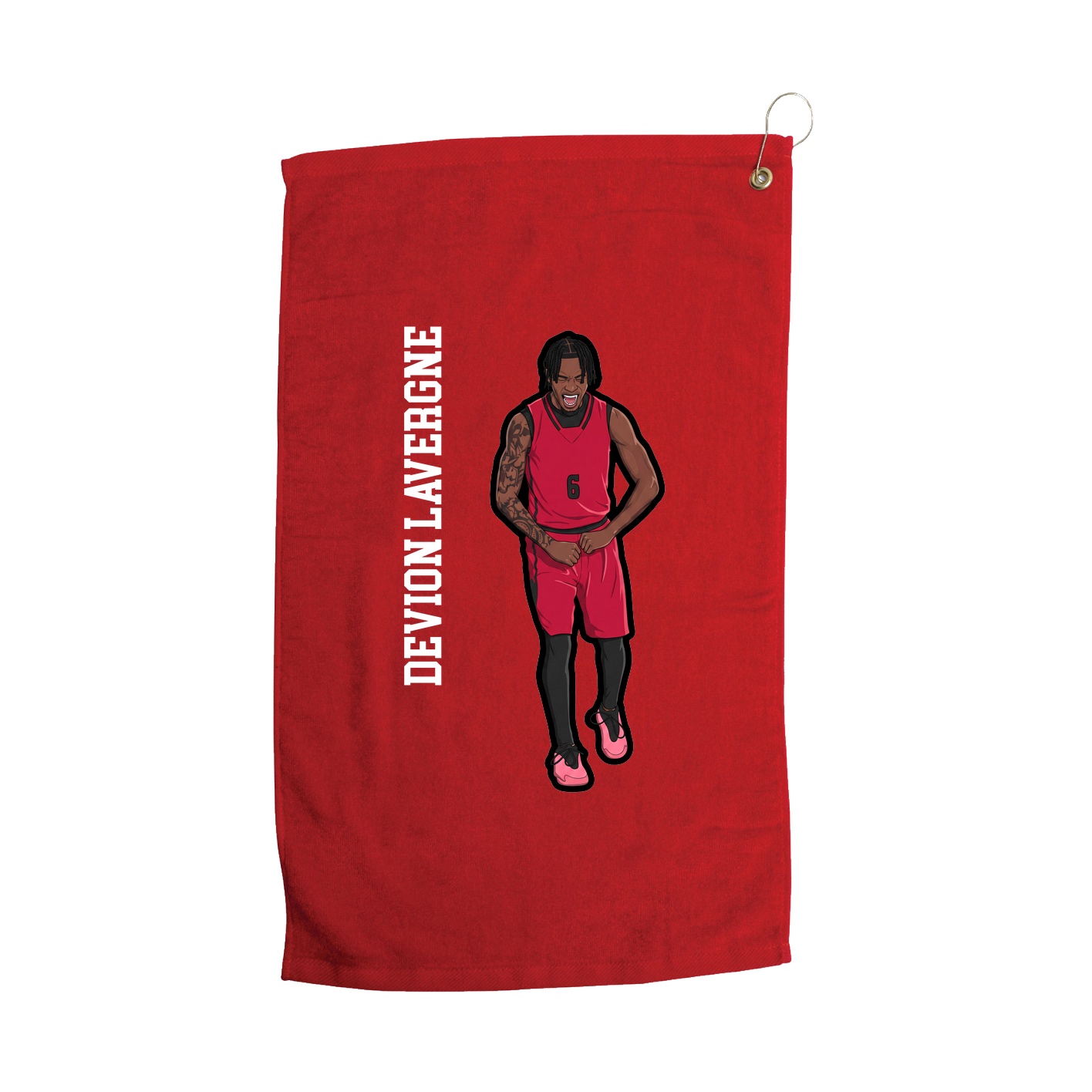 Golf Towel — Name Vertical in Red