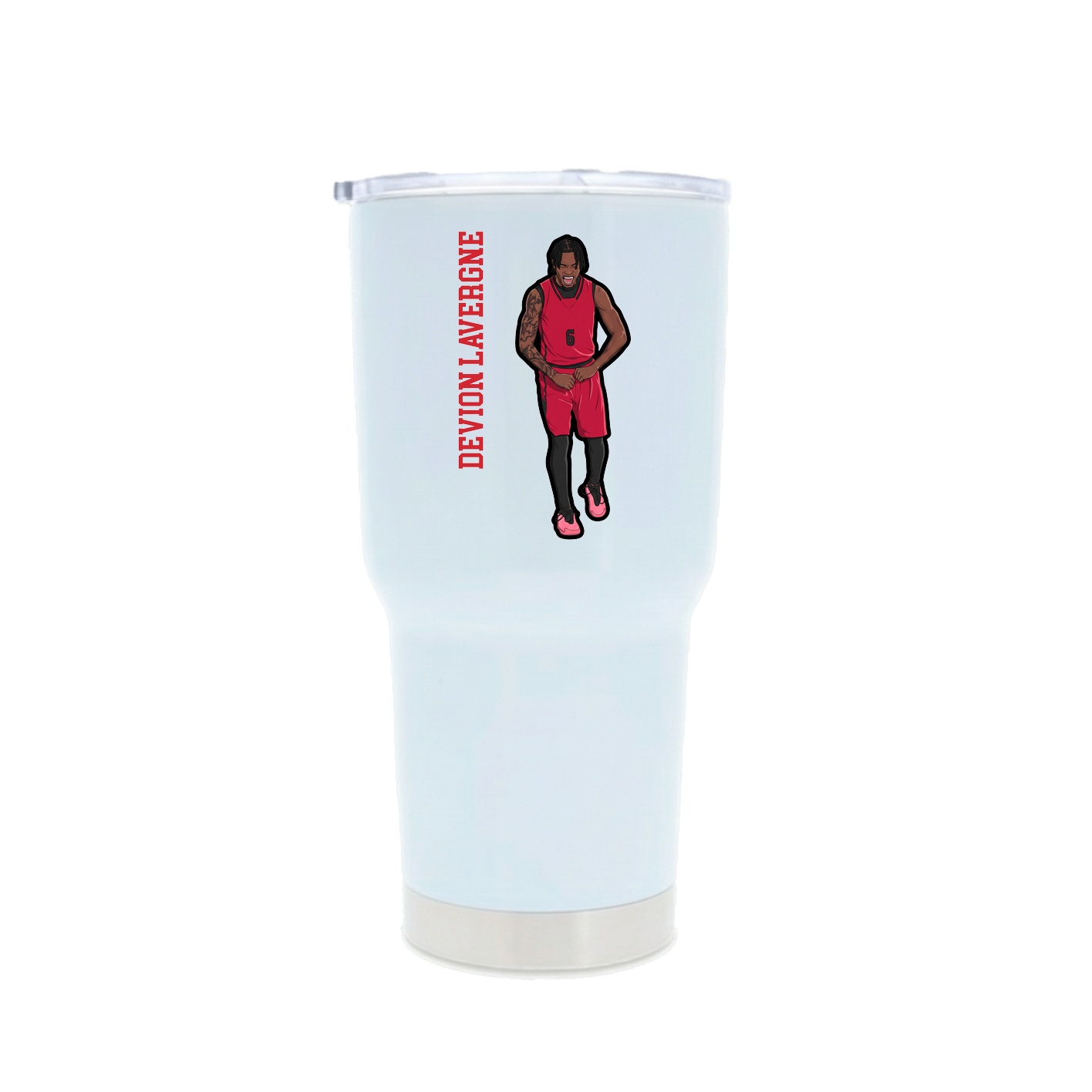 30oz Stainless Steel Tumbler — Name Vertical in White