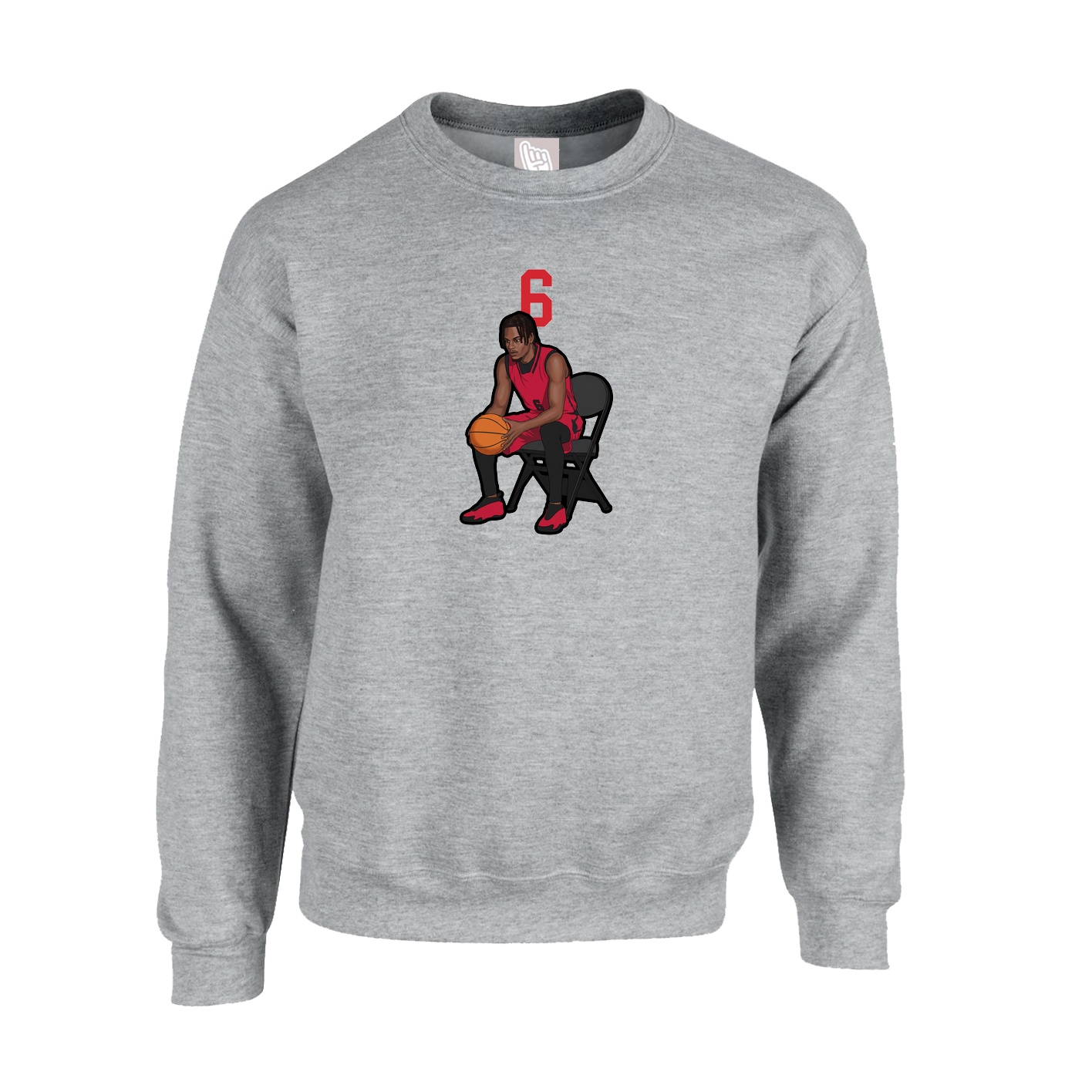 Fleece Crew — Number Top in Grey