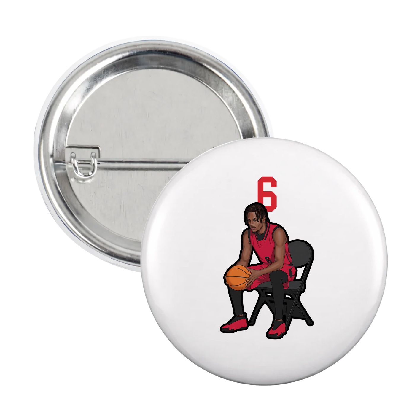 Game Day Button — Number Top in White