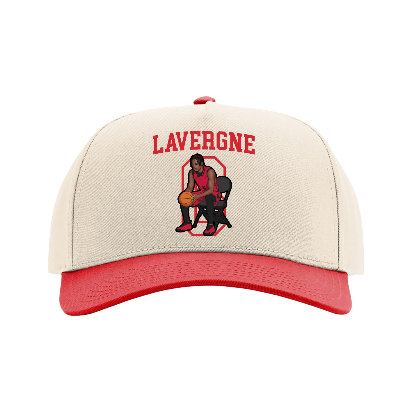 Full Fabric Five-Panel Champ Cap — Shirsey in Cream/Red