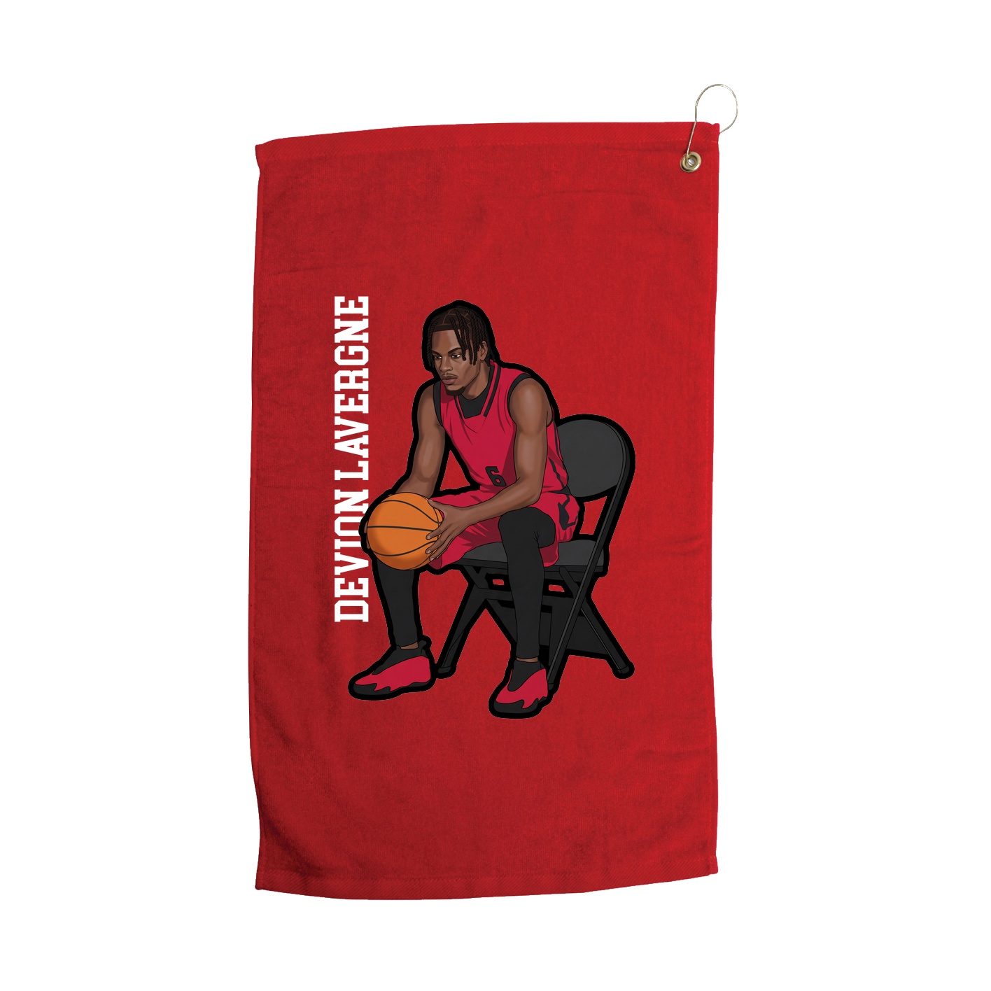Golf Towel — Name Vertical in Red
