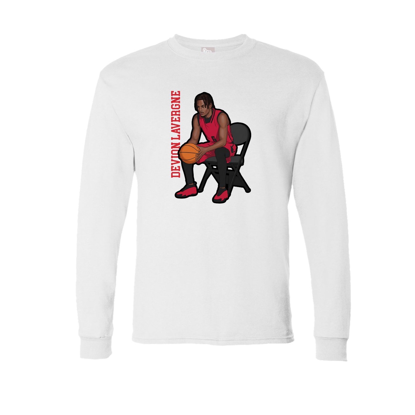 Long Sleeve Tee — Name Vertical in White