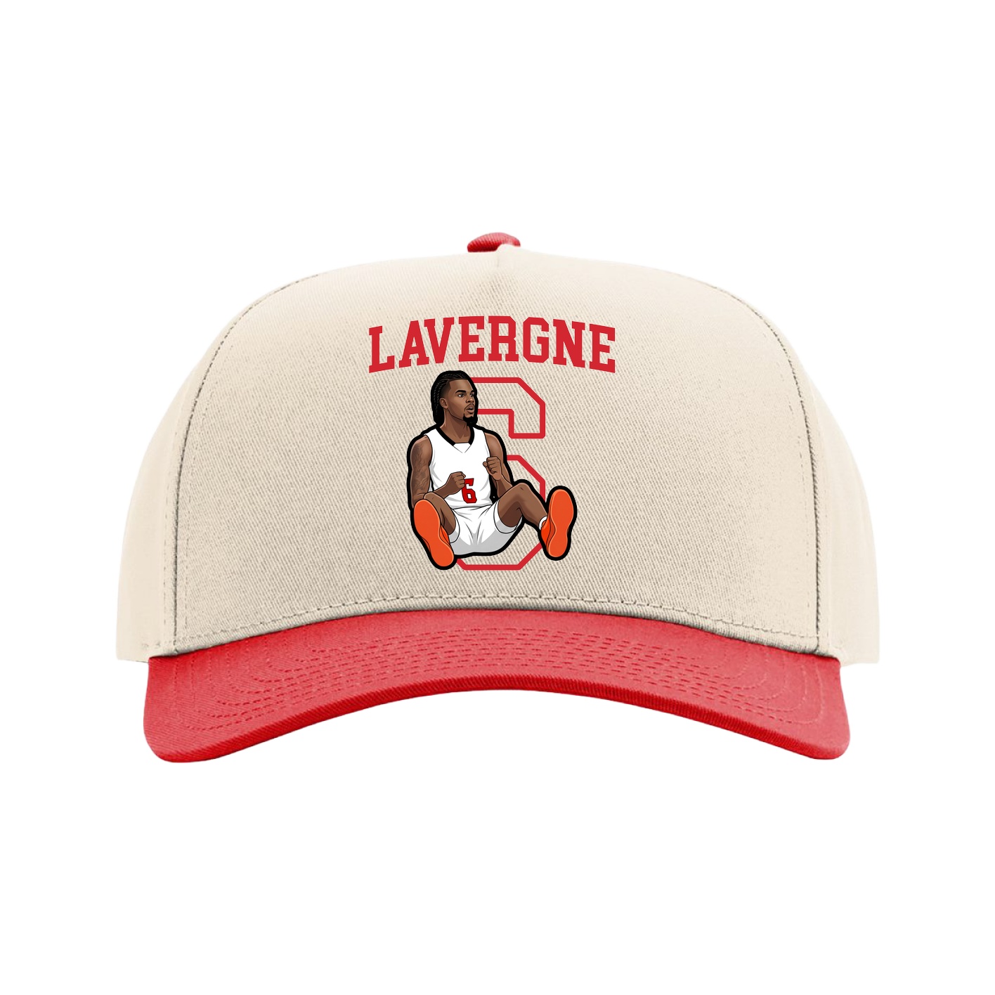 Full Fabric Five-Panel Champ Cap — Shirsey in Cream/Red