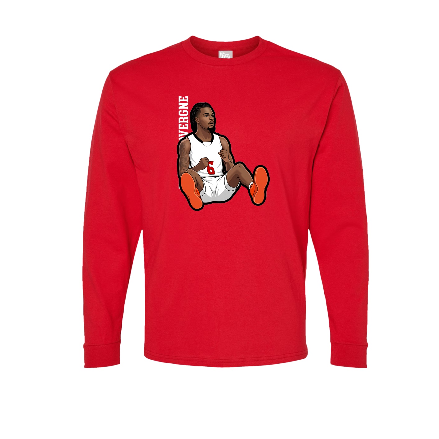 Long Sleeve Tee — Name Vertical in Red
