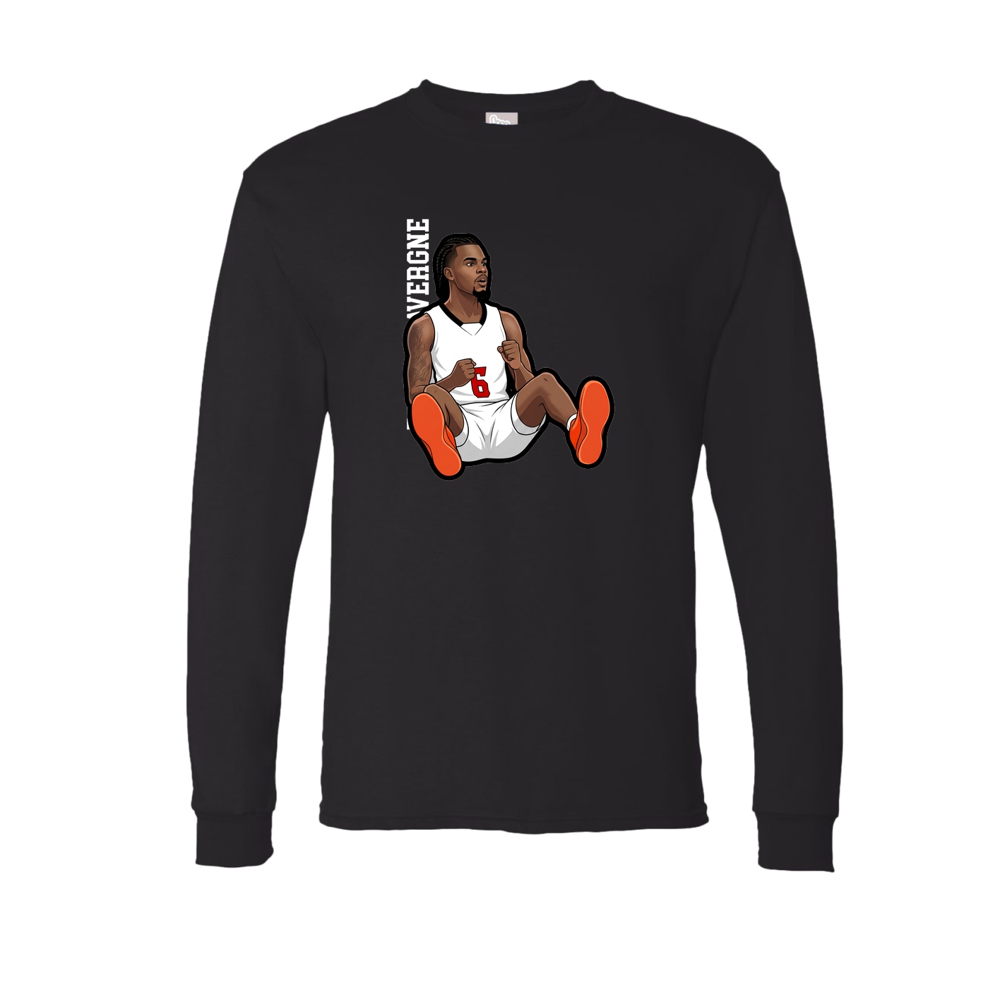 Long Sleeve Tee — Name Vertical in Black