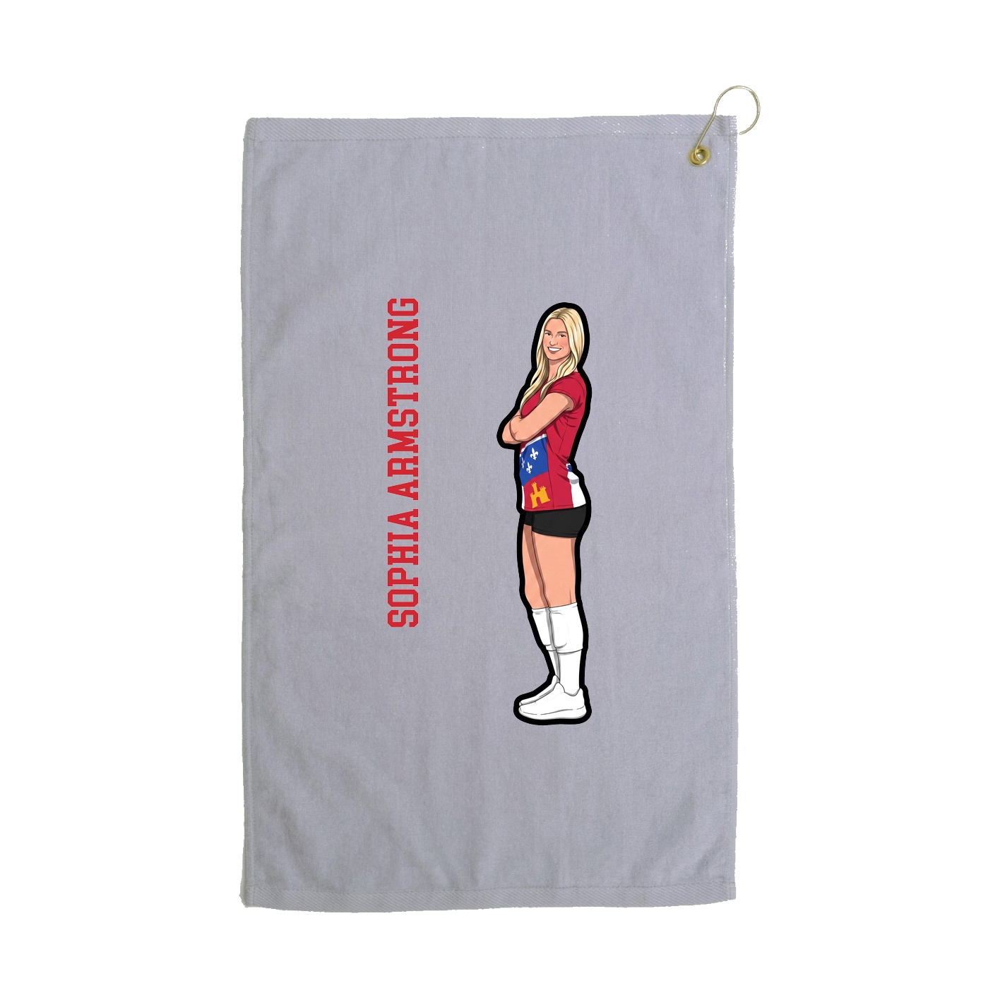 Golf Towel — Name Vertical in Grey
