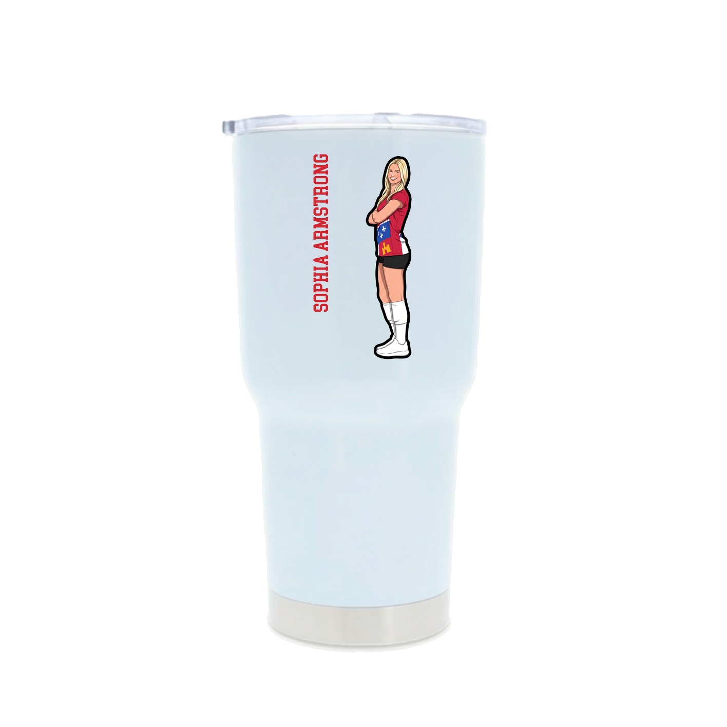 30oz Stainless Steel Tumbler — Name Vertical in White