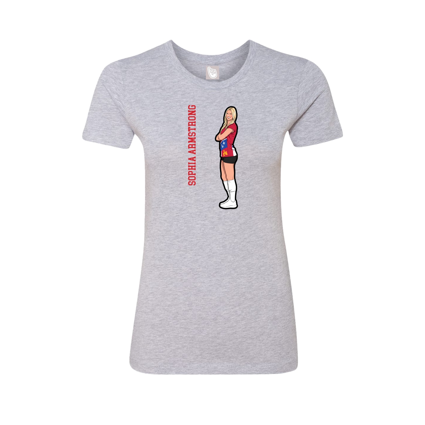 Fitted Women's Tee — Name Vertical in Grey