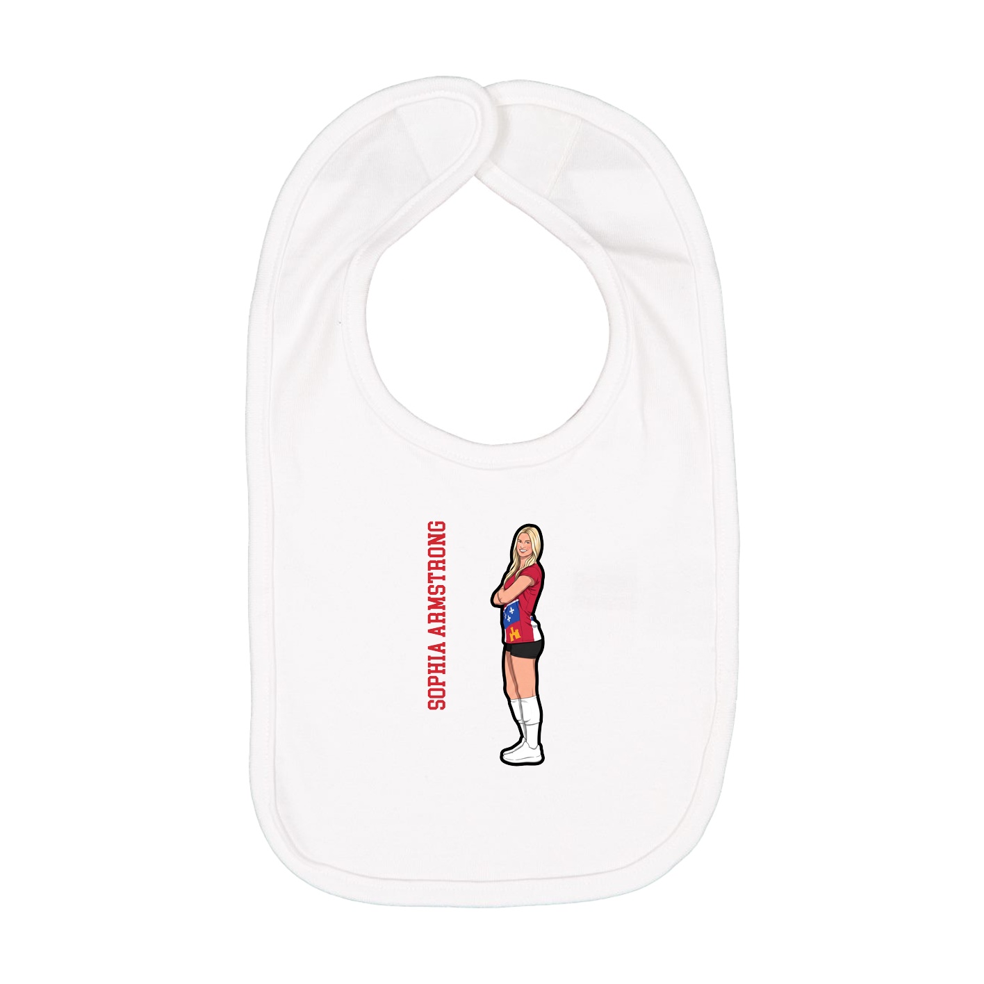 Infant Bib — Name Vertical in White